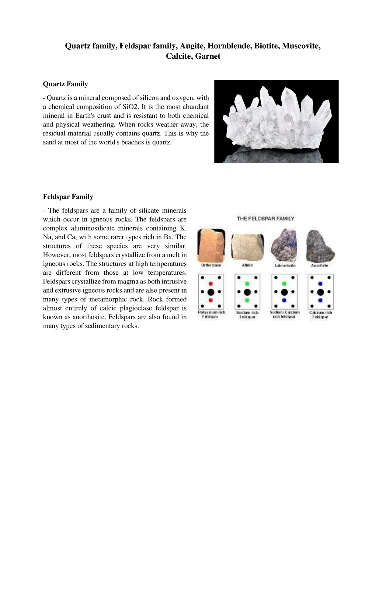 Quartz family Module Geology Quartz family, Feldspar family