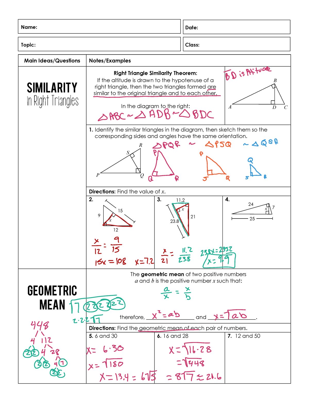 unit 7 right triangles and trigonometry homework 6 answers key