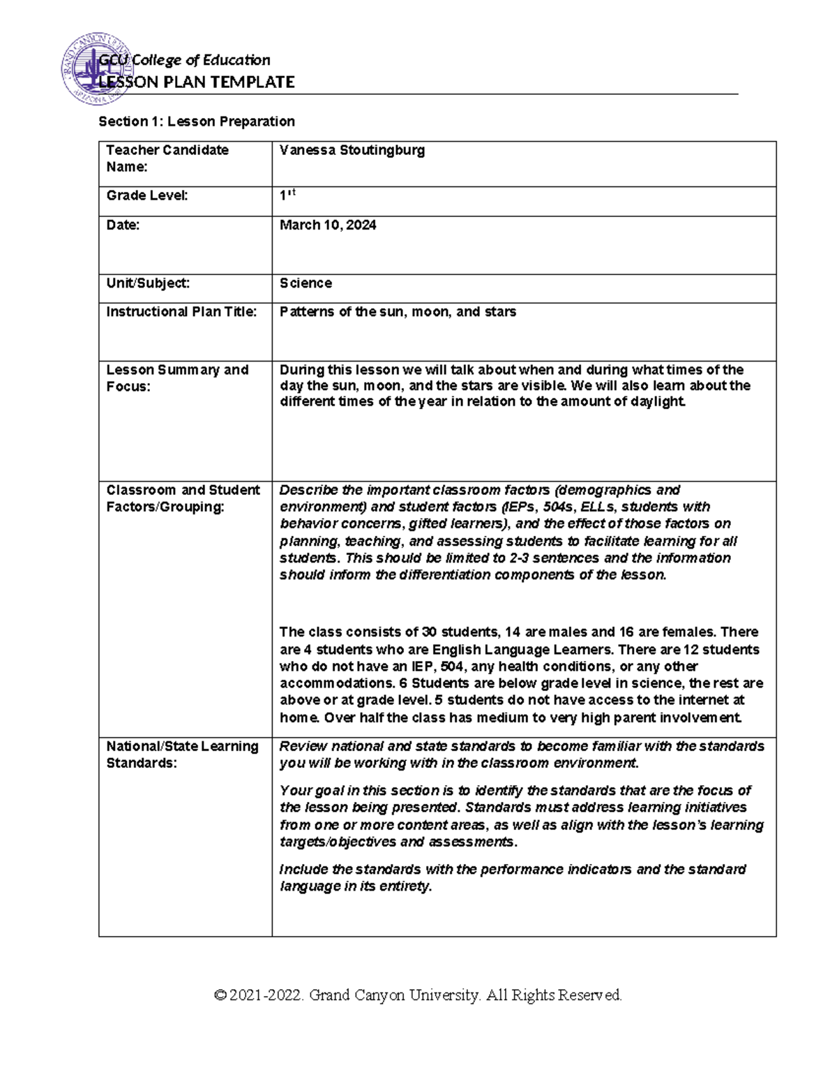 Coe lesson plan template - LESSON PLAN TEMPLATE Section 1: Lesson ...