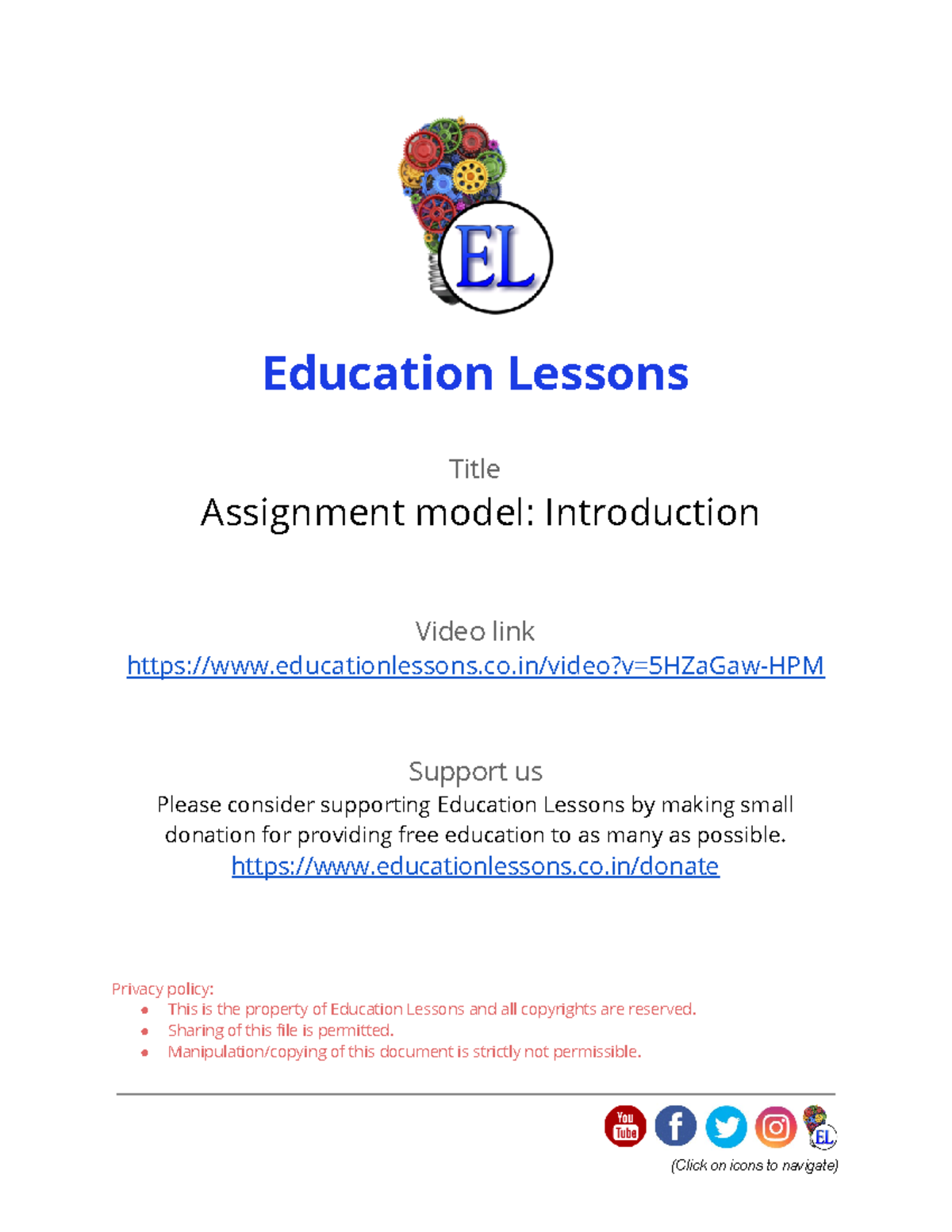 MS-VI - Yuki - Education Lessons Title Assignment model: Introduction ...