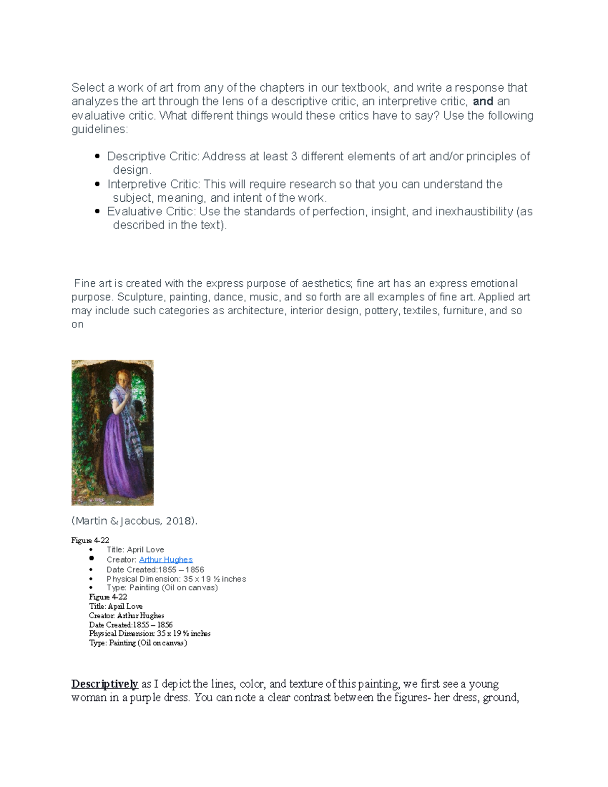 Hum 303- Week 2-Critic of the Arts - Select a work of art from any of the  chapters in our textbook, - Studocu