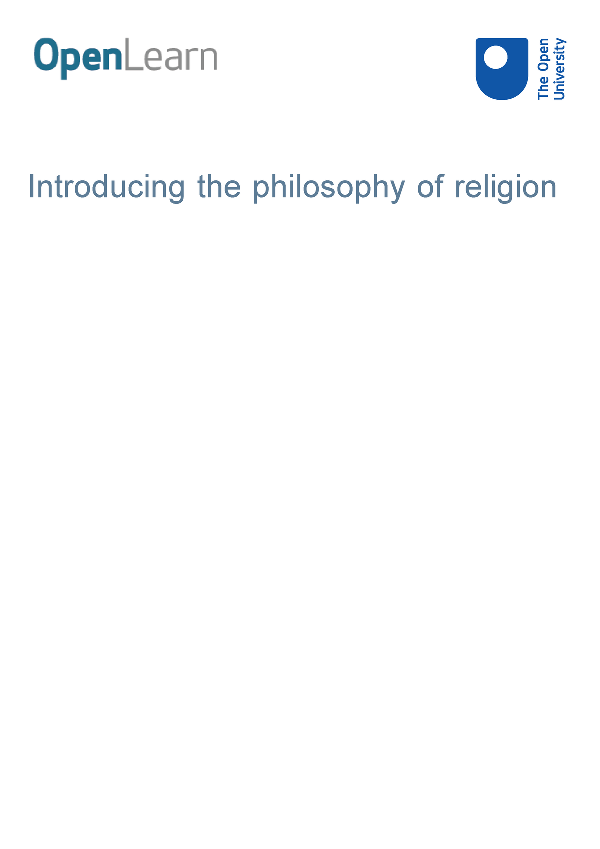 Introducing The Philosophy Of Religion Printable - Introducing The ...