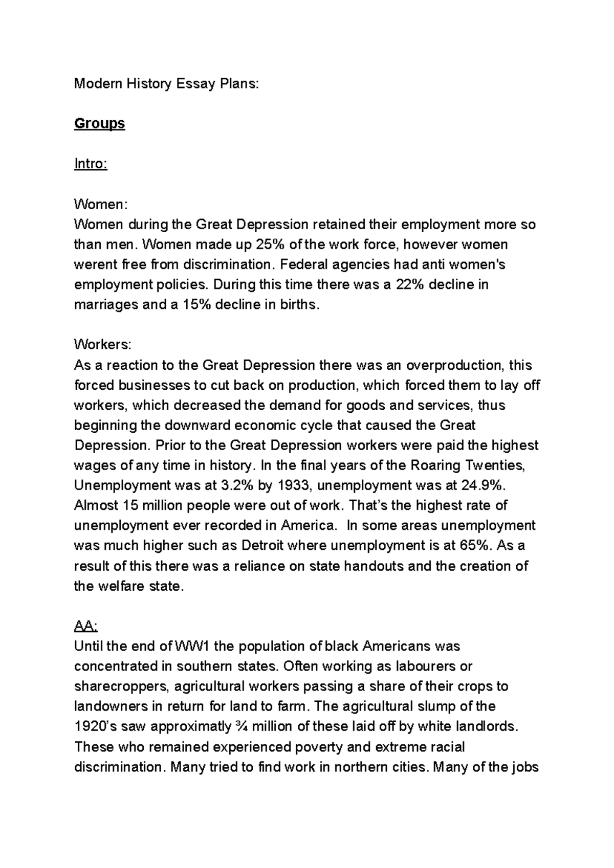 great depression and new deal essay