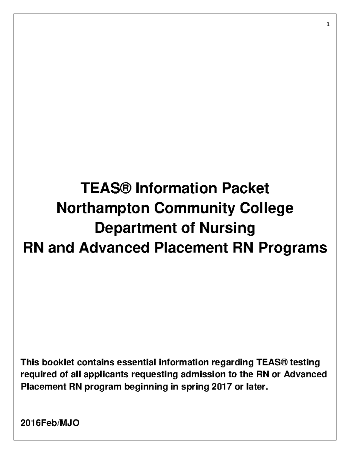 TEAS Test Of Essential Academic Skills FAQ TEAS Information Packet 