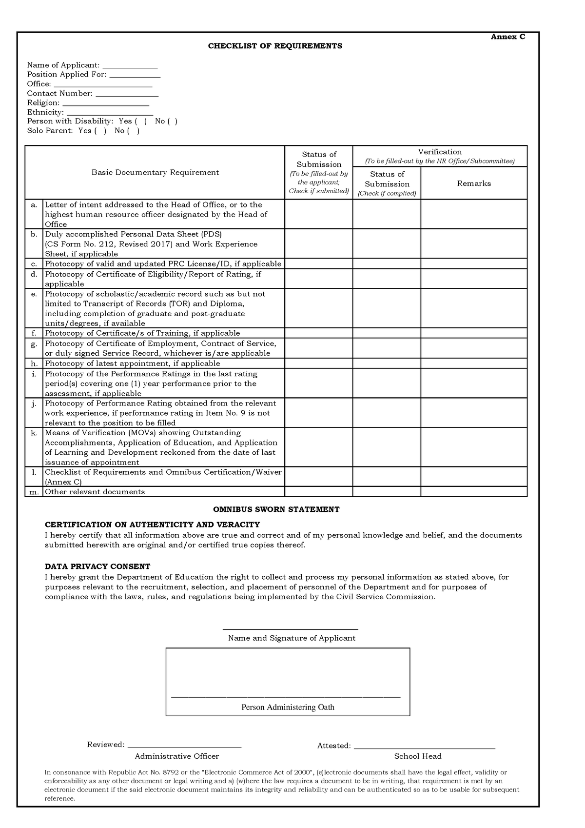 Application- Checklist-2023-1 - Annex C Name of Applicant ...