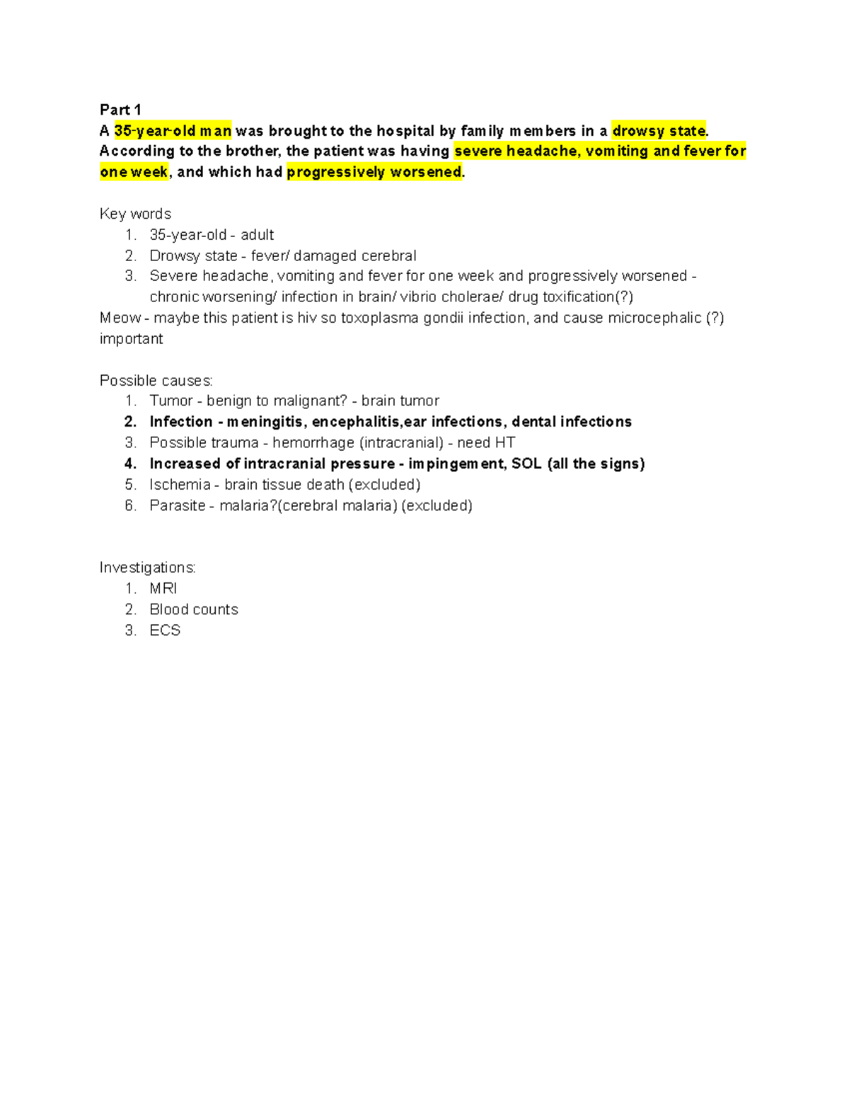 CNS PBL 1 - problem based learning - Part 1 A 35‑year‑old man was ...