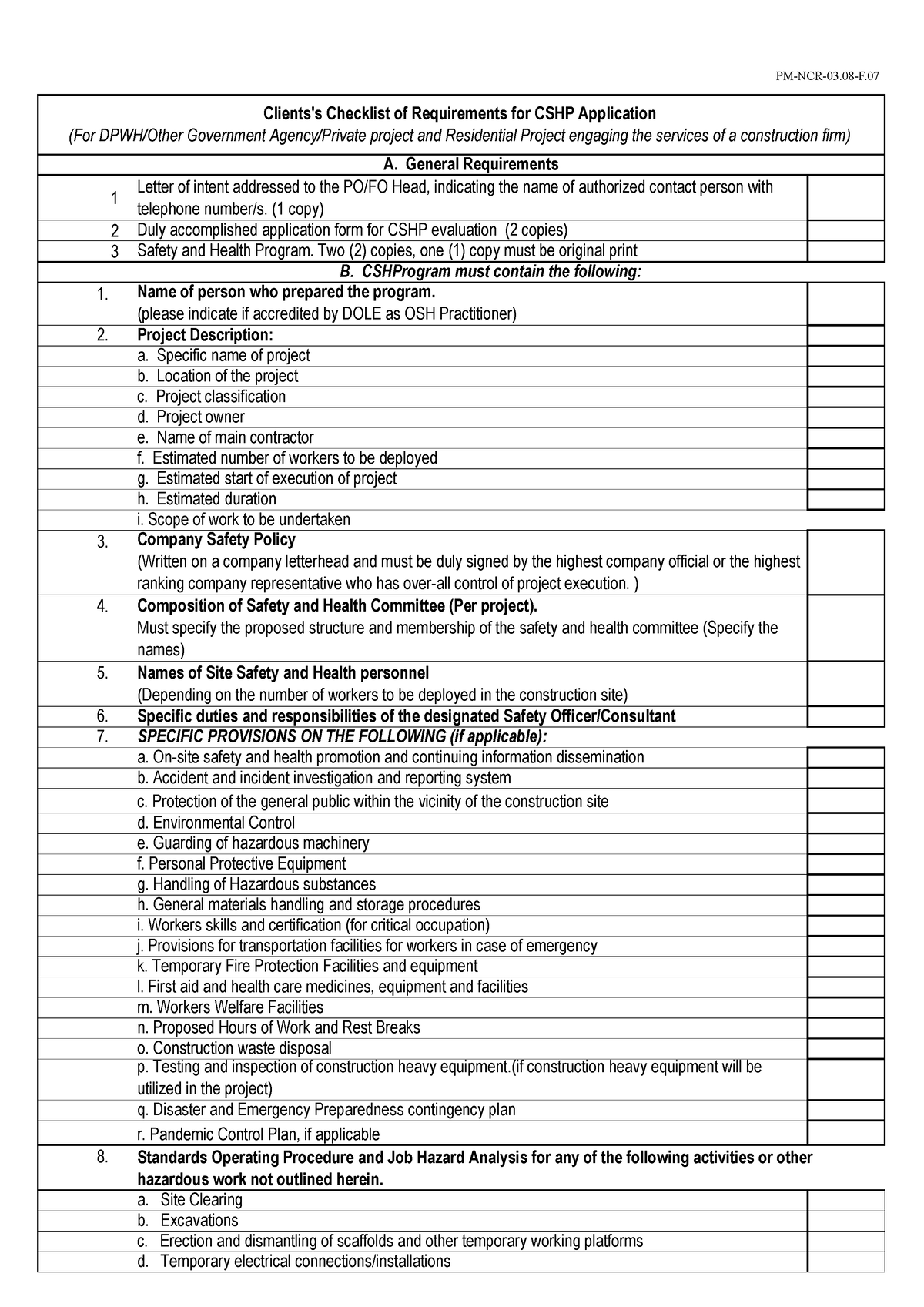 PM-NCR-03.08-F.07 Clients CSHP Checklist - 1 Letter of intent addressed ...