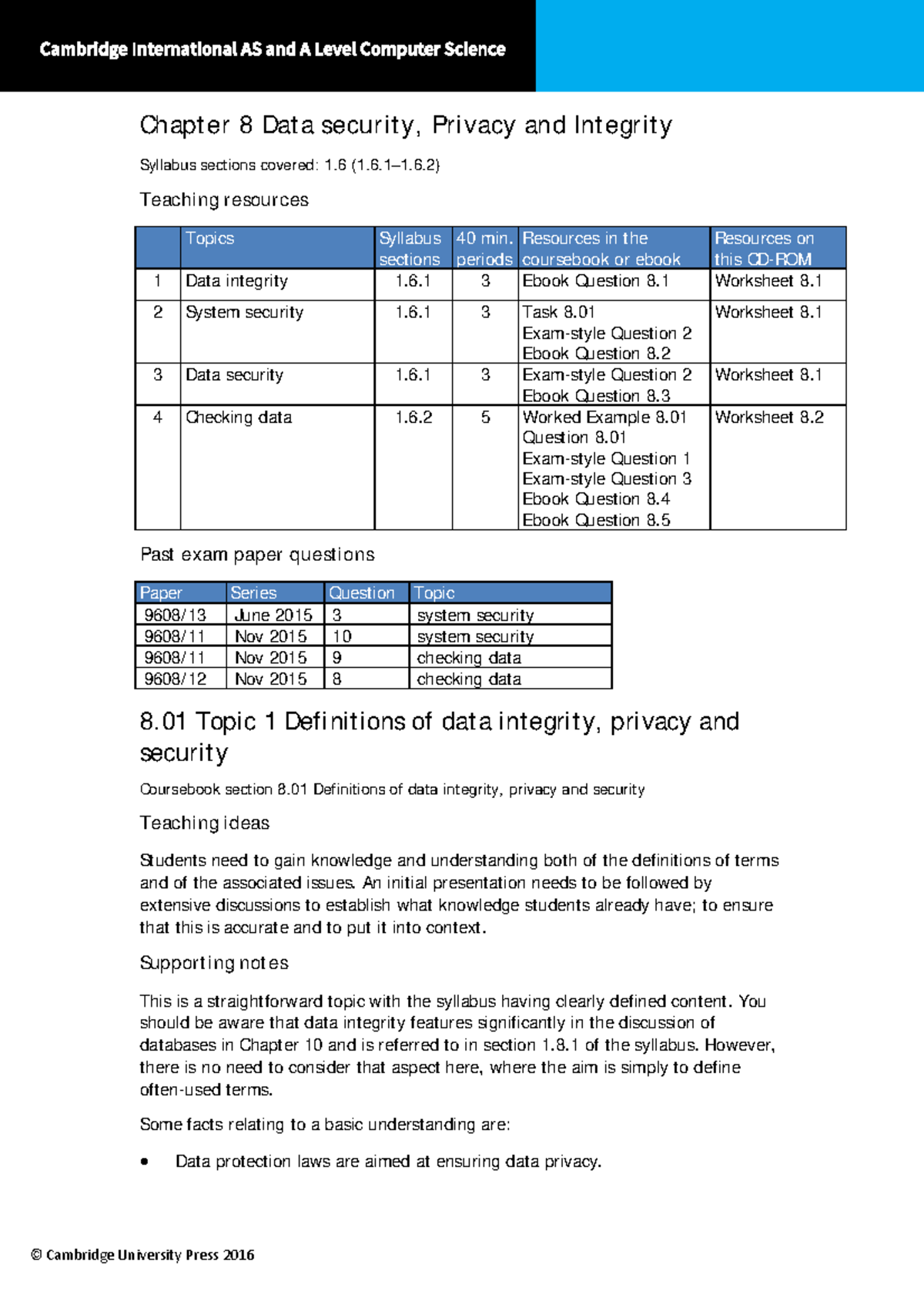 Course Book Chapter 8 Notes - Chapter 8 Data Security, Privacy And ...