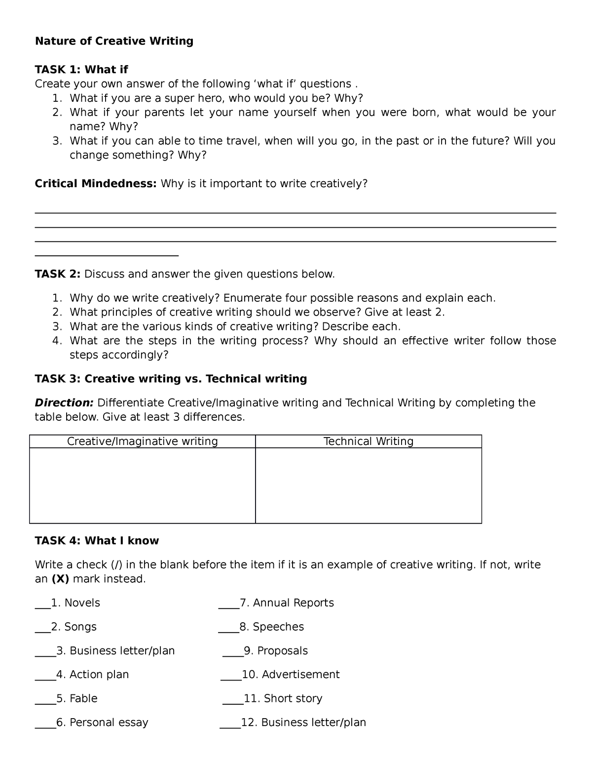 learning task 3 sense it creative writing answer key