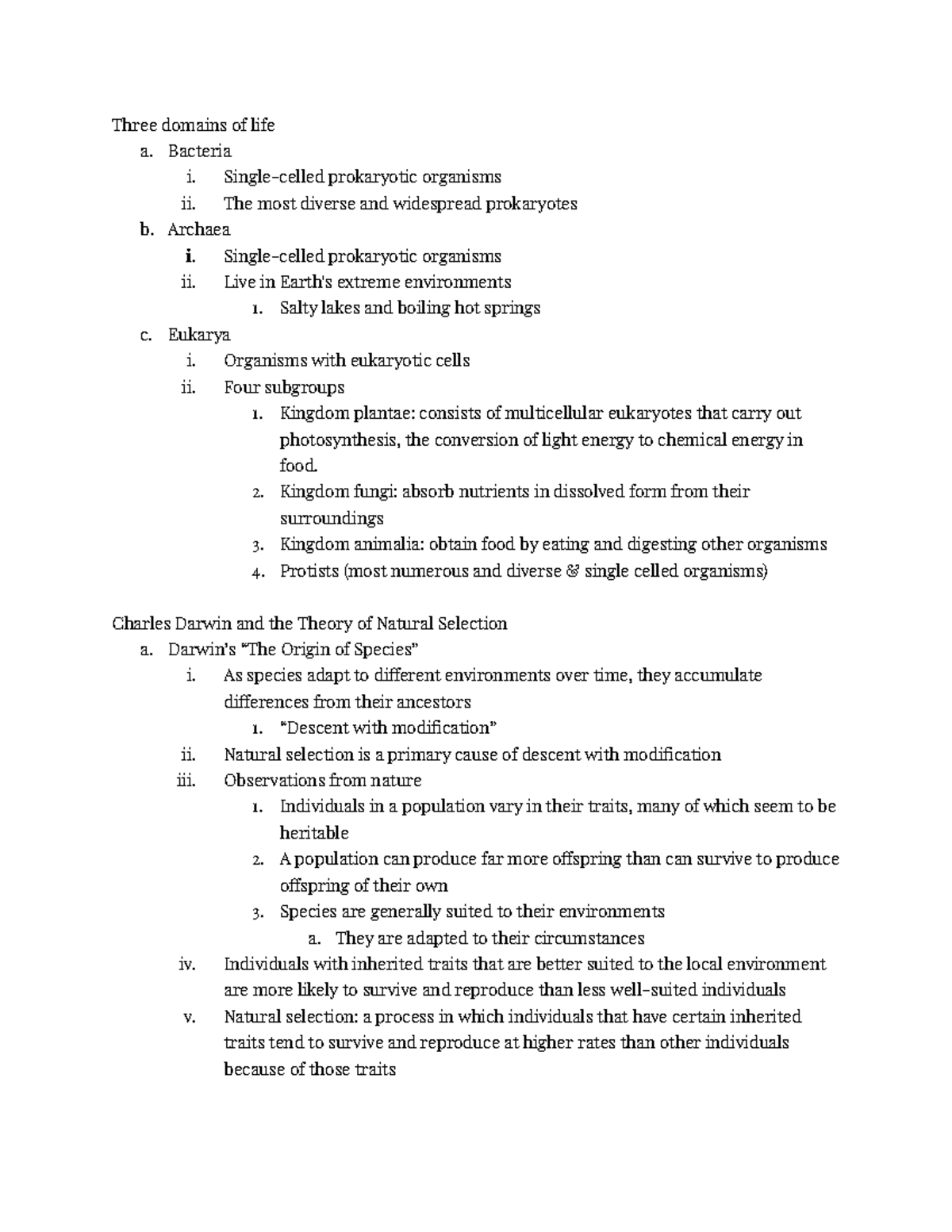 CH2 Biology - chapter 2 textbook notes - Three domains of life a ...