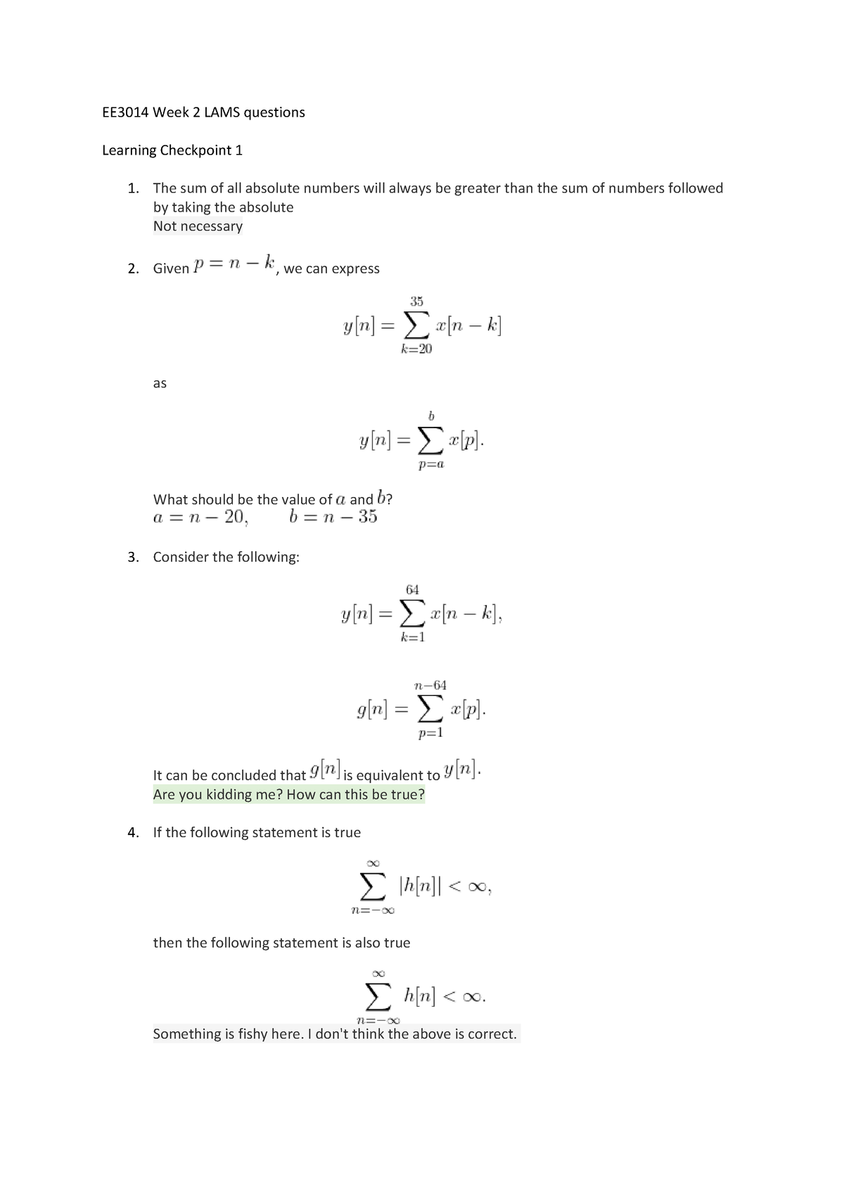 EE3014 Week 2 LAMS questions and answers - EE3014 Week 2 LAMS questions ...