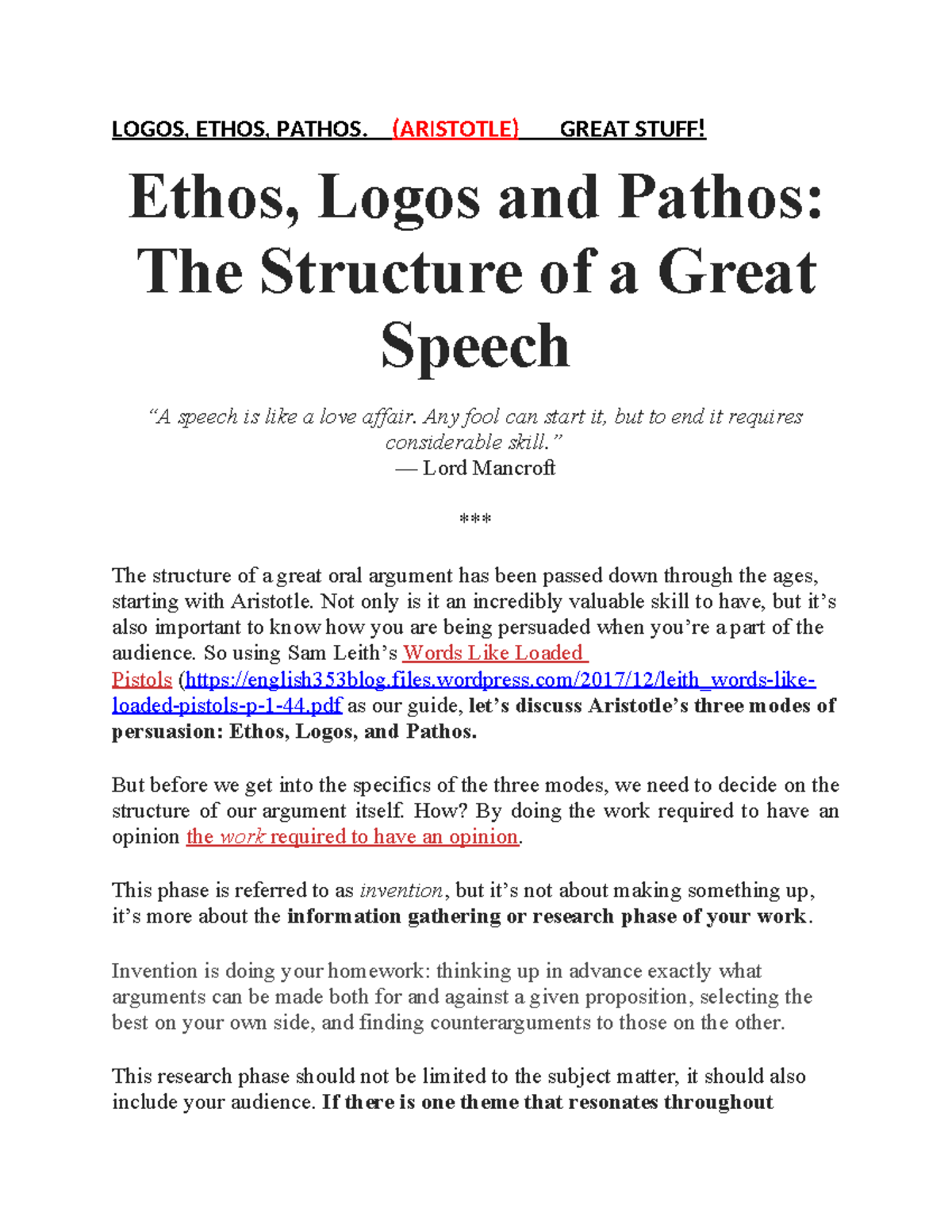 Rhetoric Ethos Logos Pathos - LOGOS, ETHOS, PATHOS. (ARISTOTLE) GREAT ...