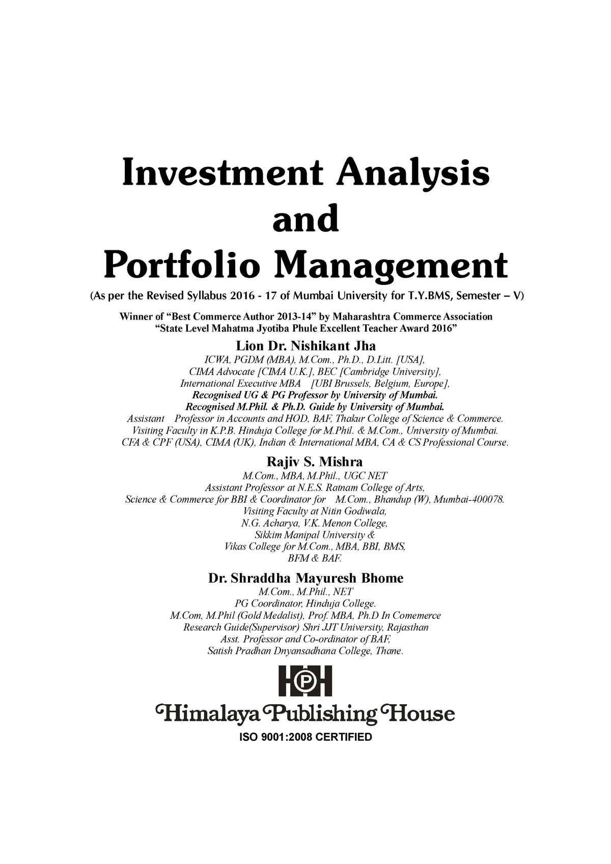 Investment Analysis And Portfolio Management Tybms V 2016-17 ...