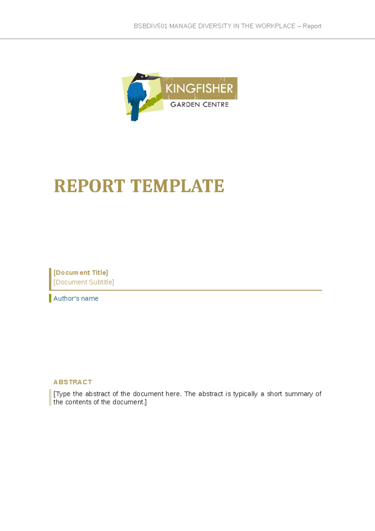 Bsbdiv 501 Report completed - REPORT TEMPLATE [Document Title ...