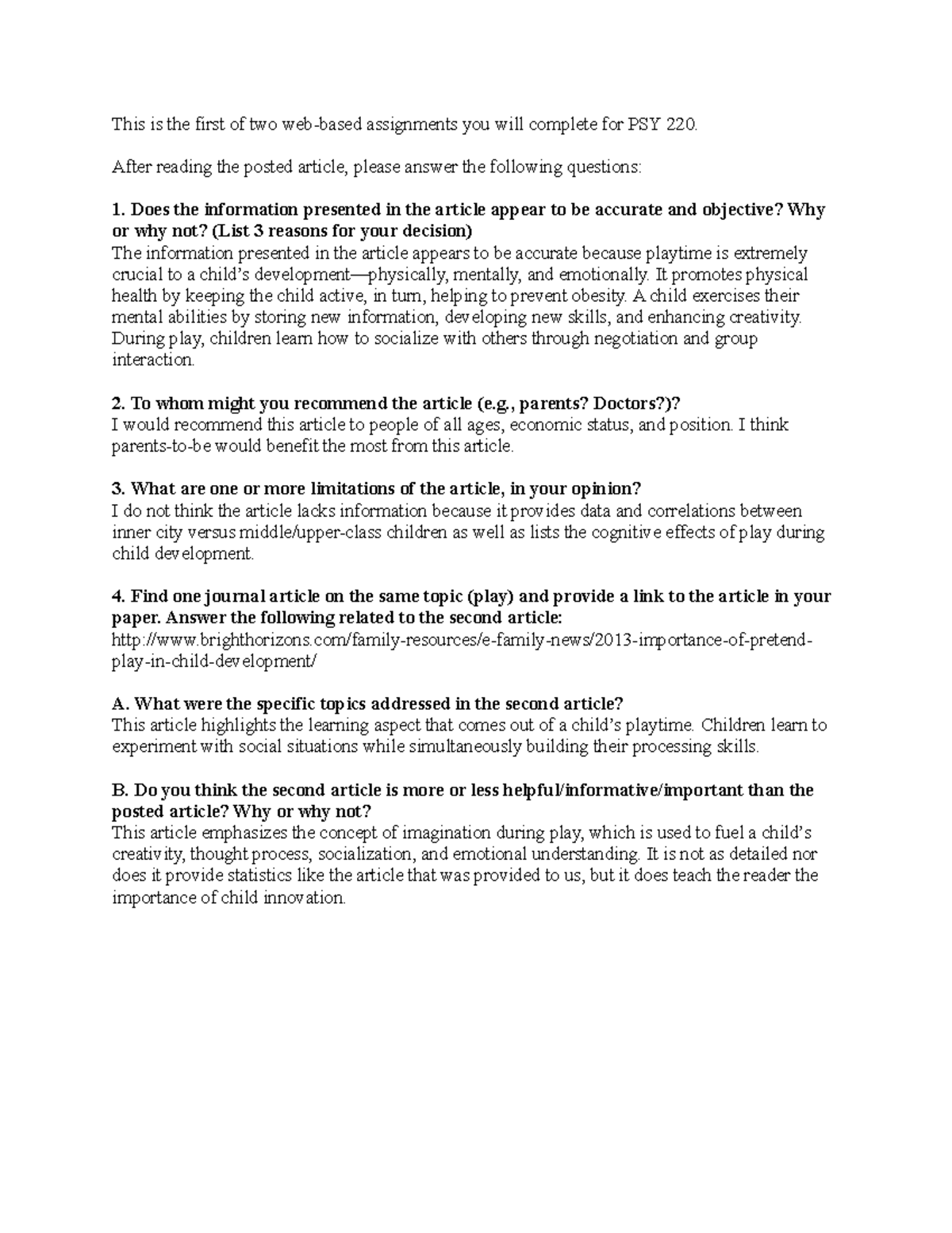 Child Dev. Web-based assign. 1 - This is the first of two web-based ...