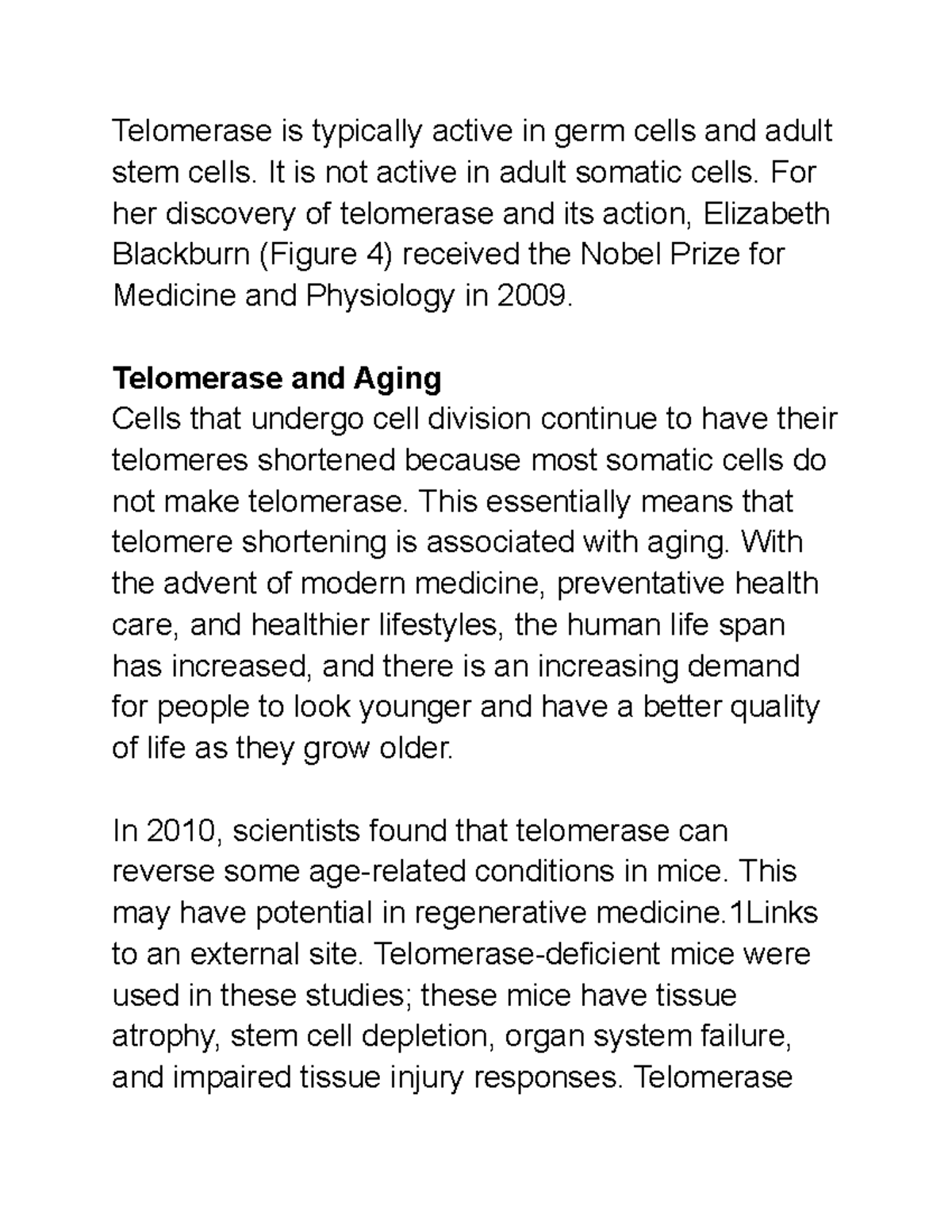 BIOL 1345 Module 12 DNA Replication in Eukaryotes - Telomerase is ...