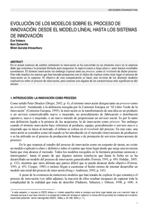 Modelos del Proceso de Innovacion - DECISIONES ORGANIZATIVAS EVOLUCIÓN DE  LOS MODELOS SOBRE EL - Studocu