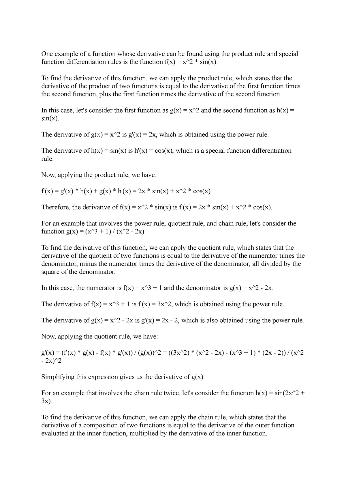 Math 1211 Discussion Assignment Unit 4 One Example Of A Function Whose Derivative Can Be Found