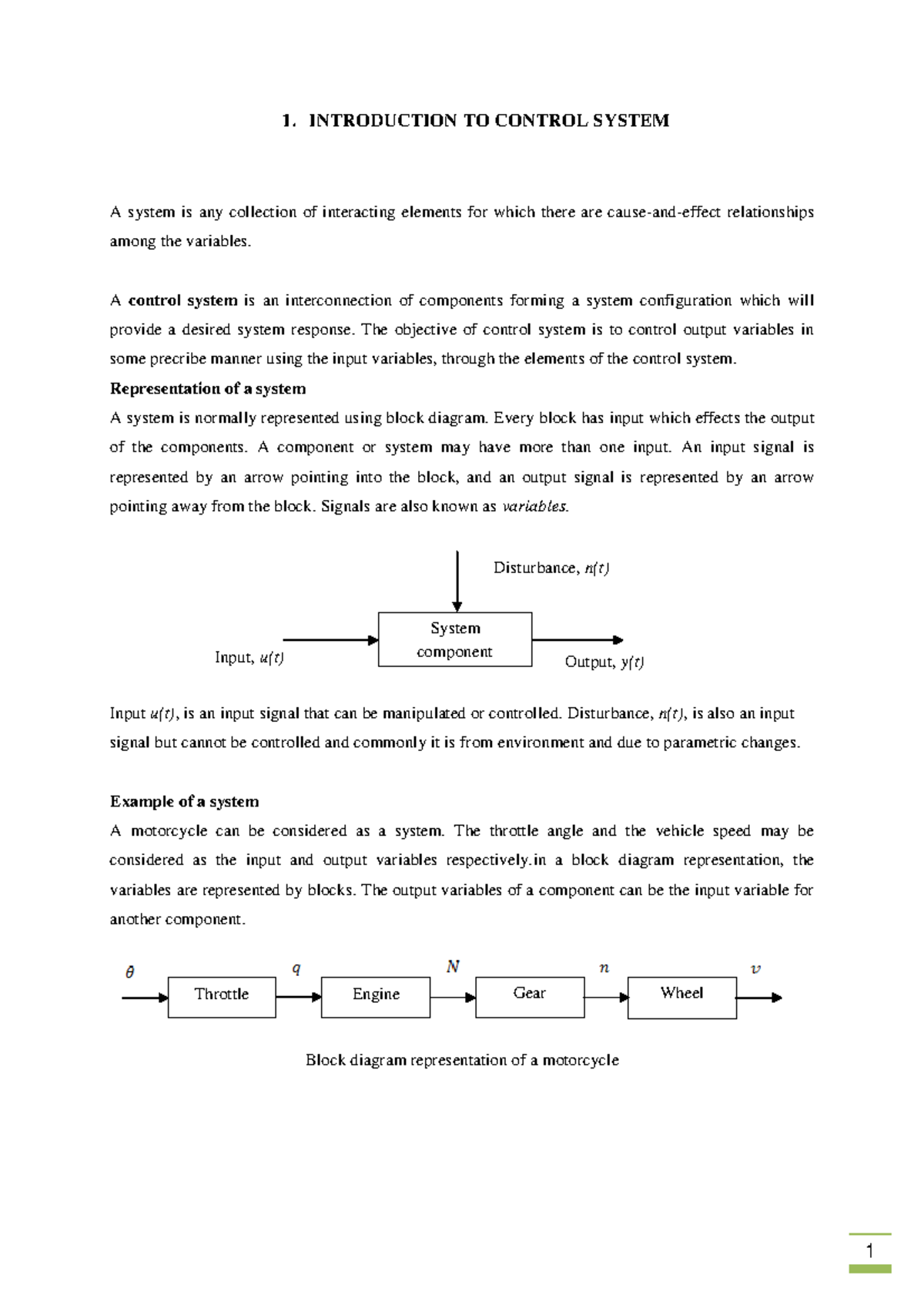 1. Introduction TO Control System for student - 1. INTRODUCTION TO ...