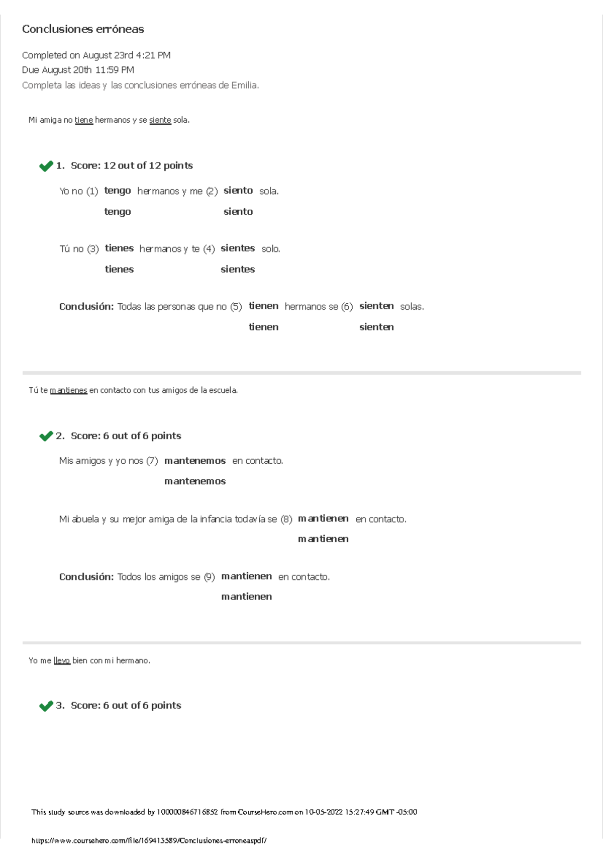 Conclusiones erro neas - Conclusiones erróneas Completed on August 23rd ...