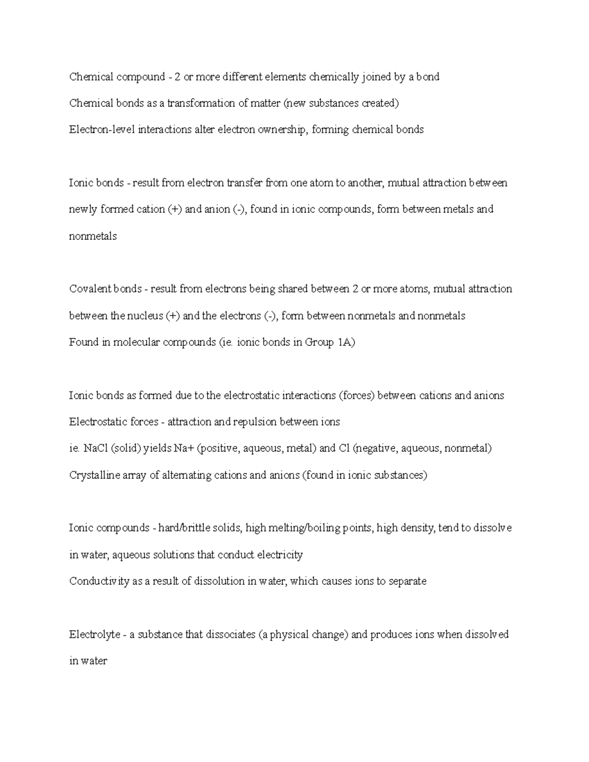 Chapter 3 - Chemical compound - 2 or more different elements chemically ...