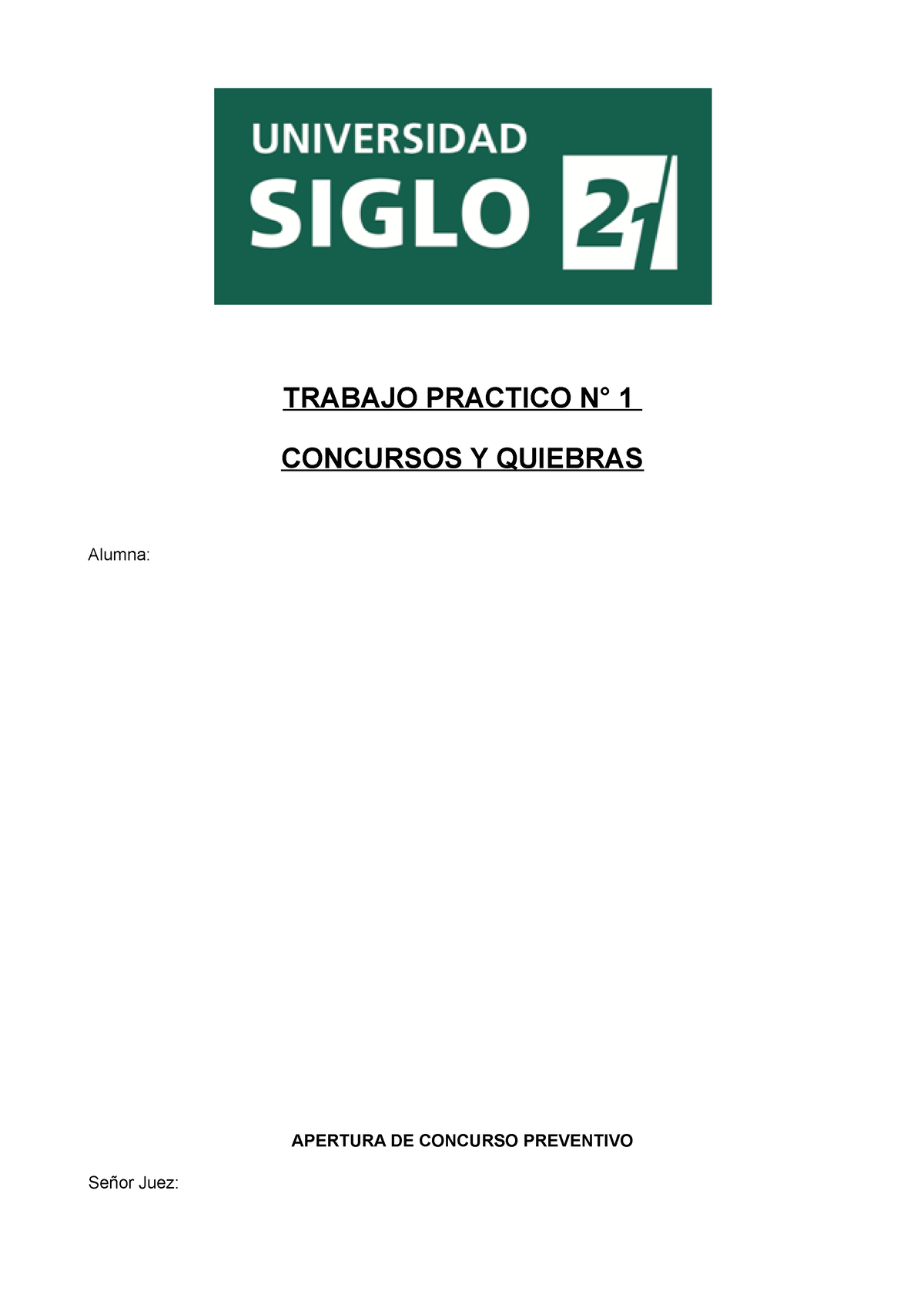 Trabajo Practico N° 1 70 Trabajo Practico N° 1 Concursos Y