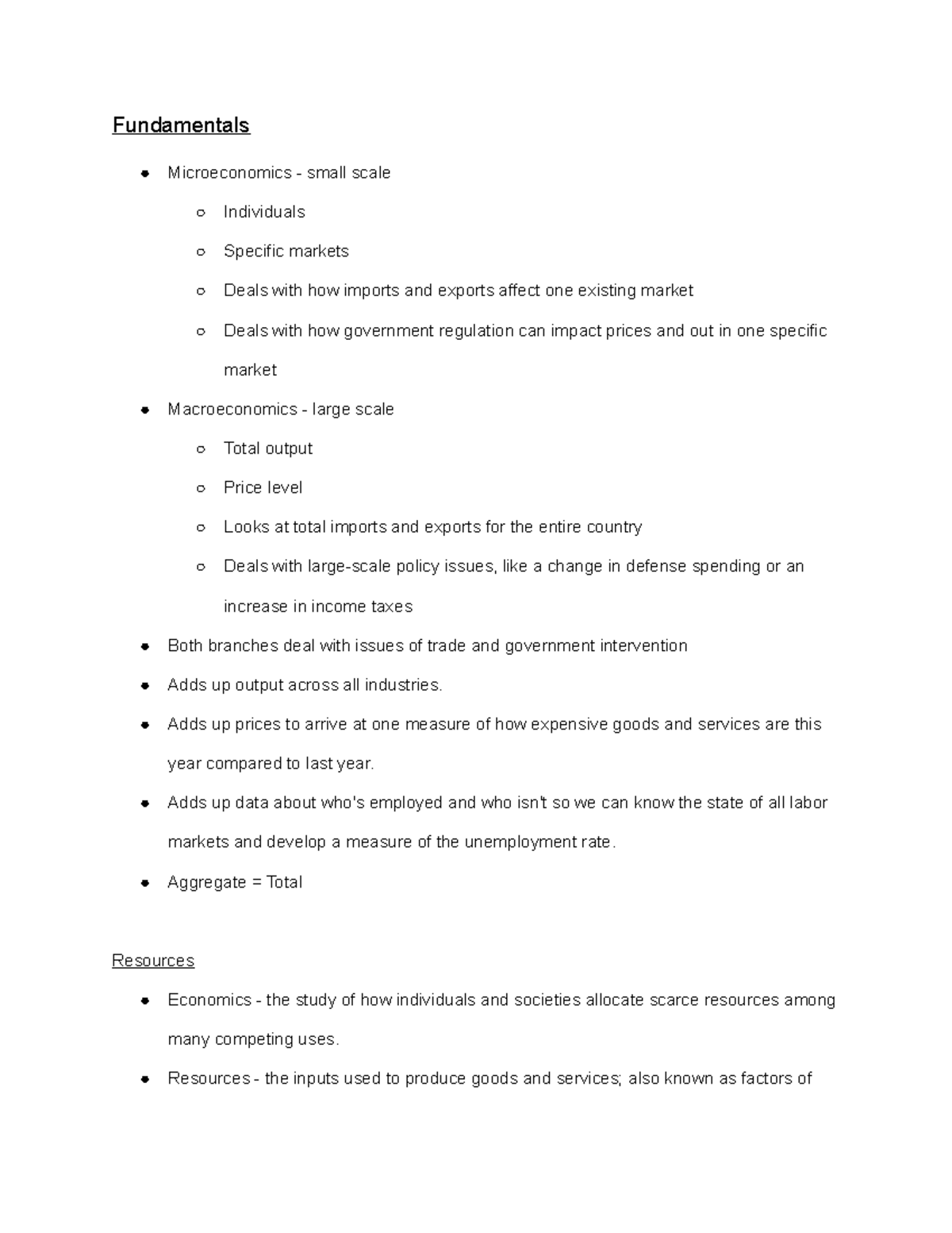 ECO 231 - Fundamentals Book Notes - Fundamentals Microeconomics - Small ...