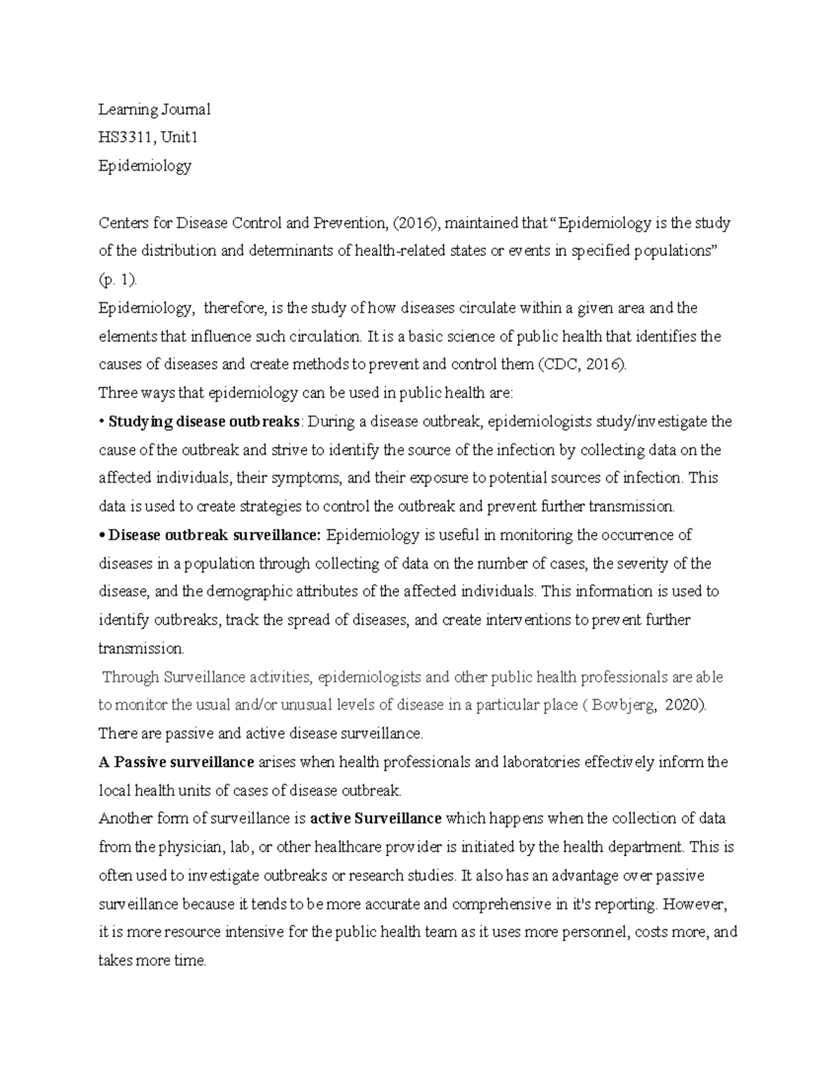 HS3311,LJ,U1 - Epidemiology of science energy, learning journal unit1 ...