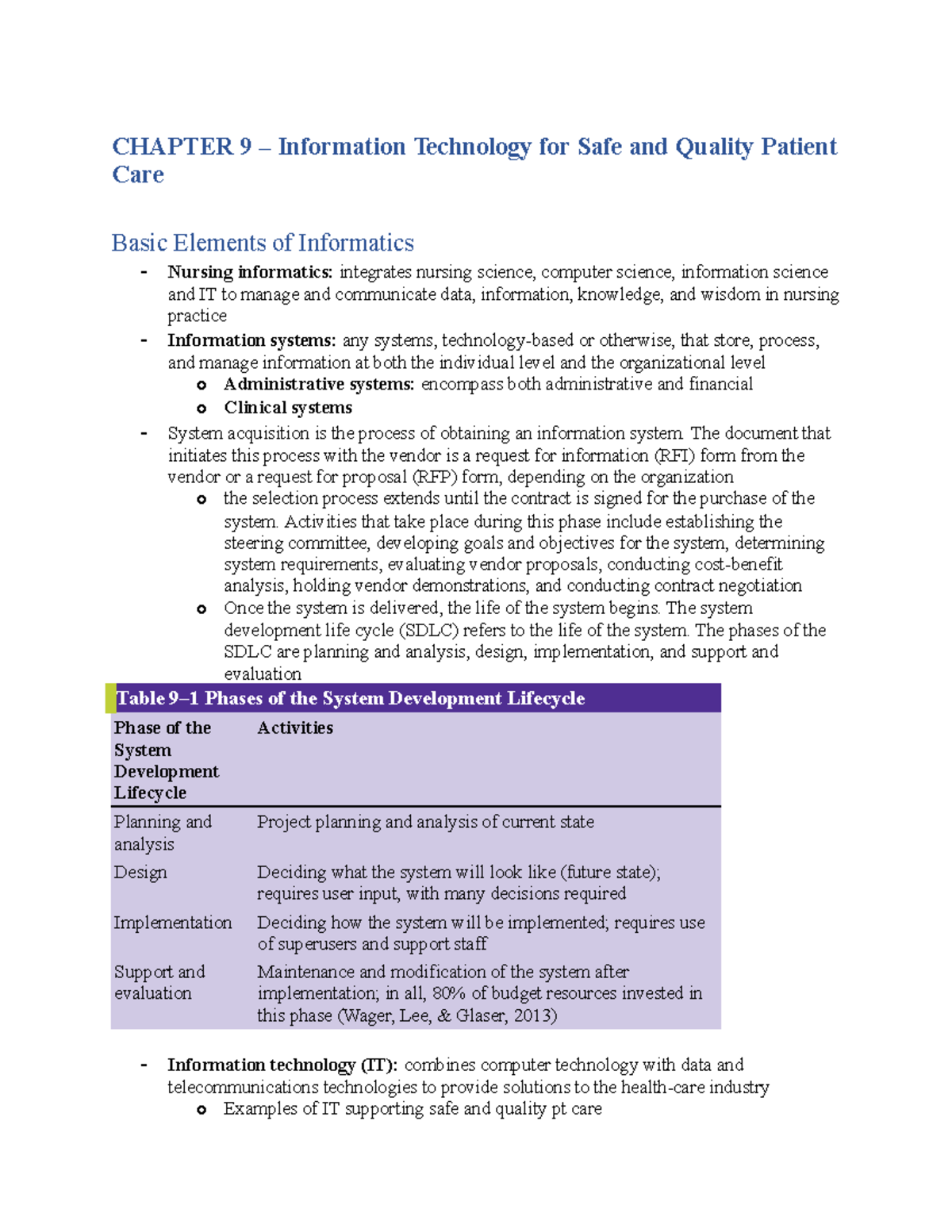 Module 3 chp 9 - CHAPTER 9 – Information Technology for Safe and ...