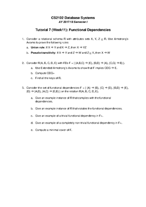 Database Systems CS2102 - NUS - StuDocu