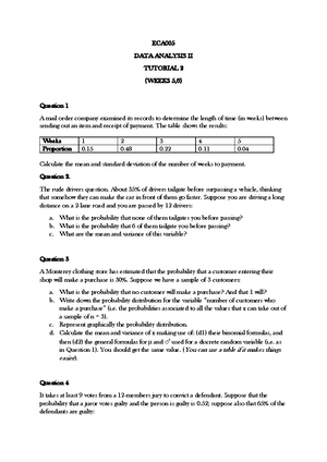 Tutorial 4 Questions - ECA 005 Data Analysis II Tutorial 4 Question 1 ...