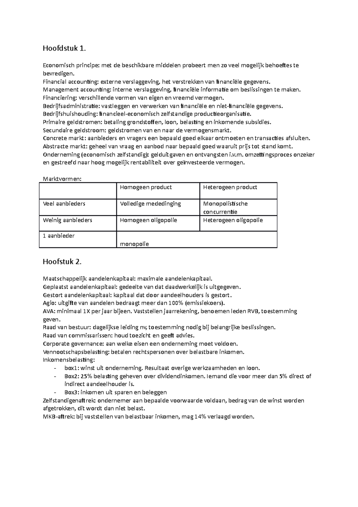 Samenvatting Financieel Management - Hoofdstuk 1. Economisch Principe ...