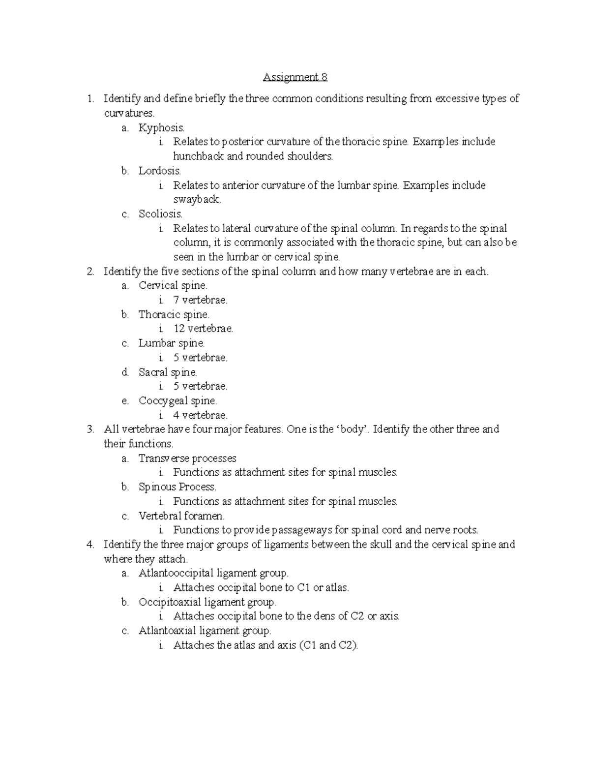 Assignment 8 (Kinetic Anatomy) - Assignment 8 Identify and define ...