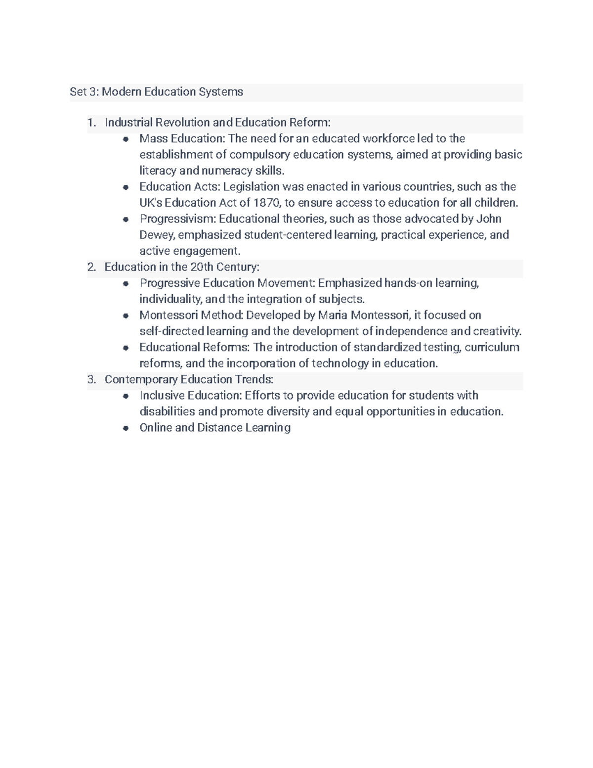 Set 3 Modern Education Systems - Set 3: Modern Education Systems ...