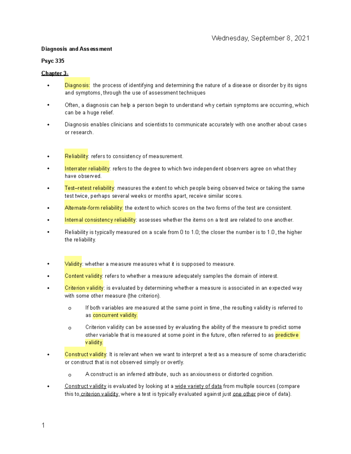 Ch 3- abnormal textbook notes - Diagnosis and Assessment Psyc 335 Chapter  3- Diagnosis: the process - StuDocu