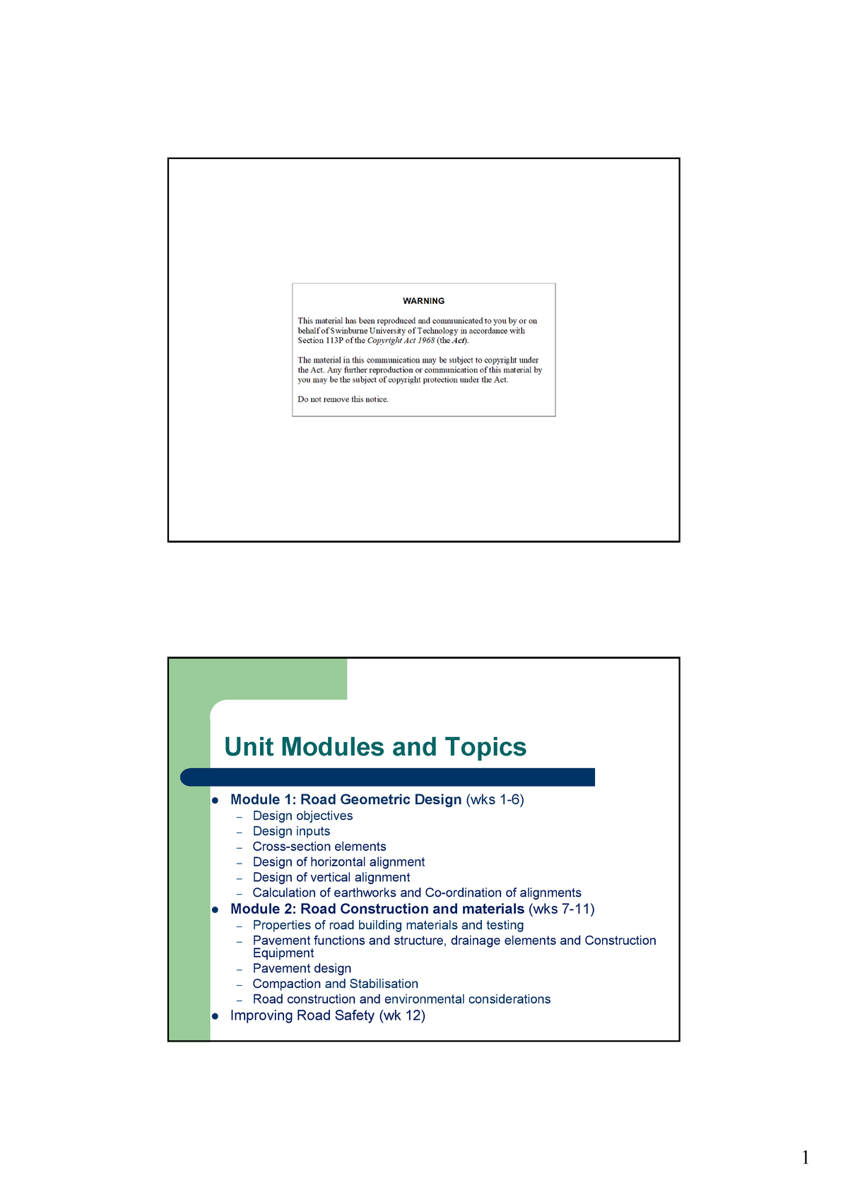 Lecture One - Year 2021 (Week 1) - Unit Modules And Topics Module 1 ...