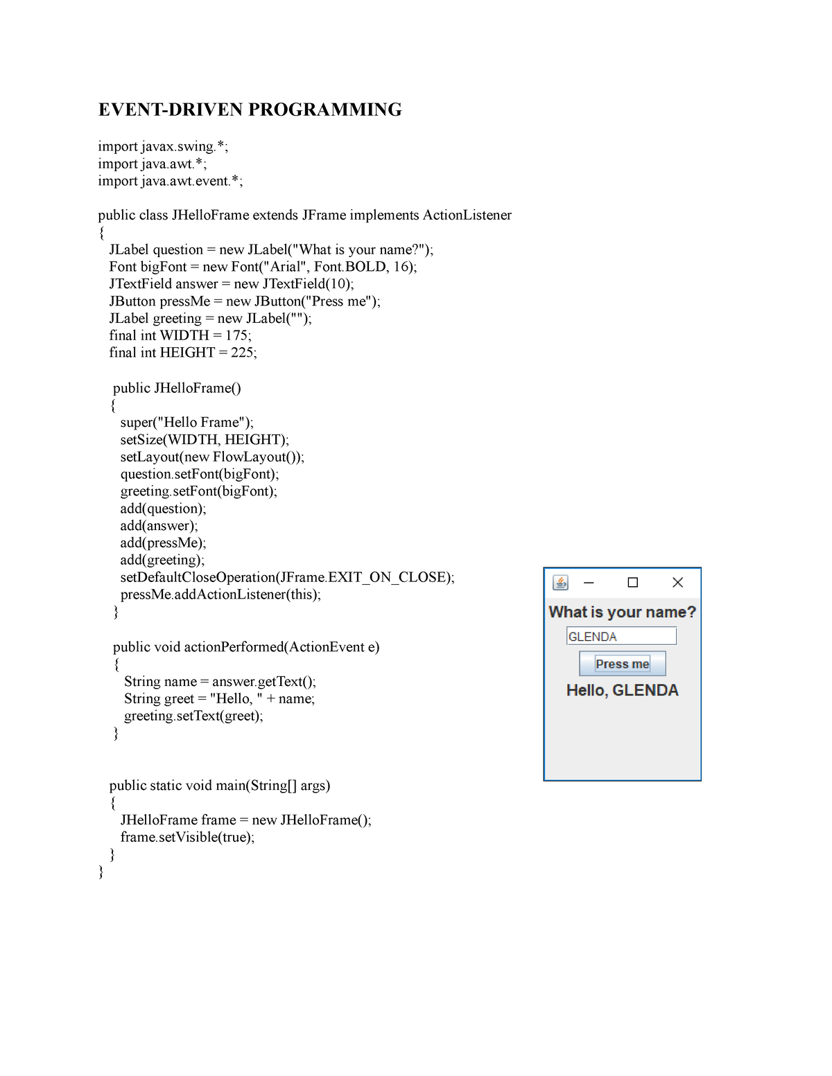 Intro To Event Handling EVENT DRIVEN PROGRAMMING Import Javax   Thumb 1200 1553 