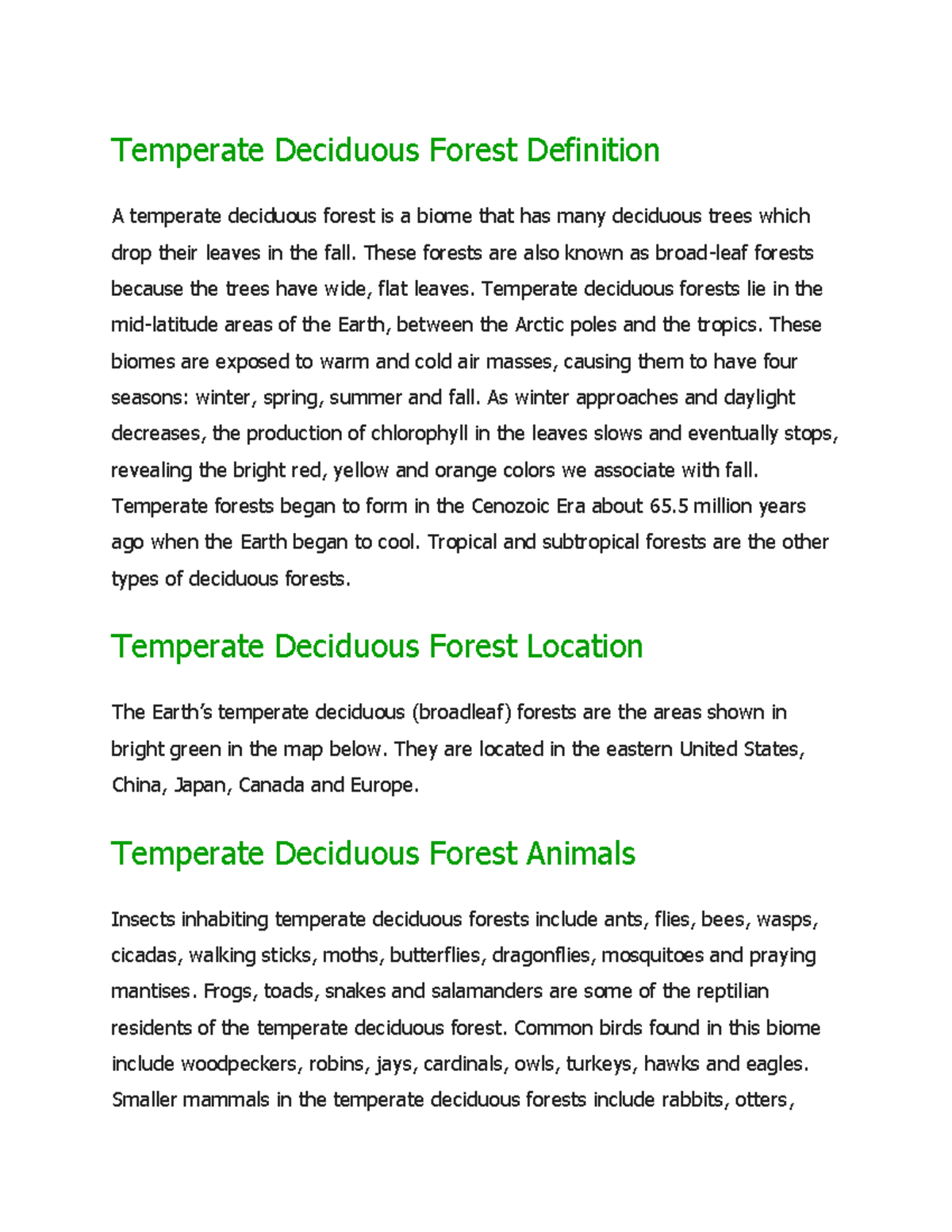 Temperate Deciduous Forest Definition - These forests are also known as ...