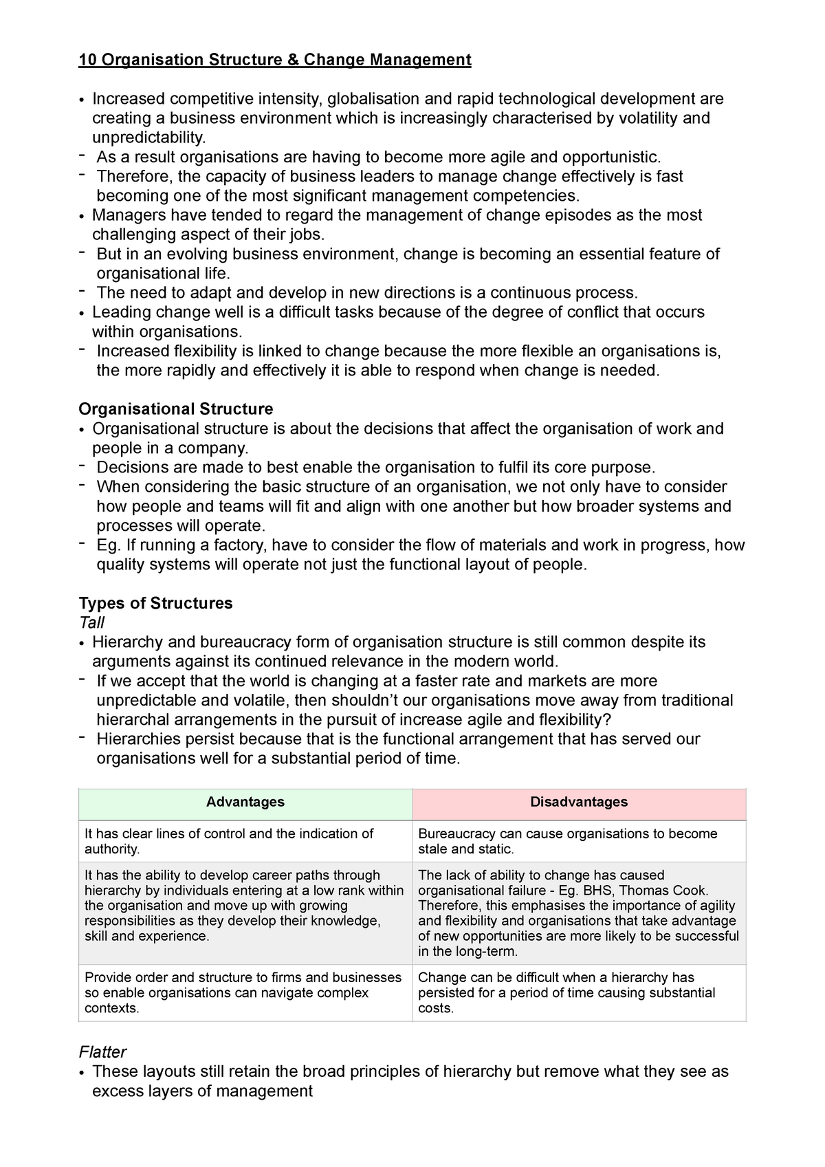 10 Organisation Structure & Change Management PDF - 10 Organisation ...