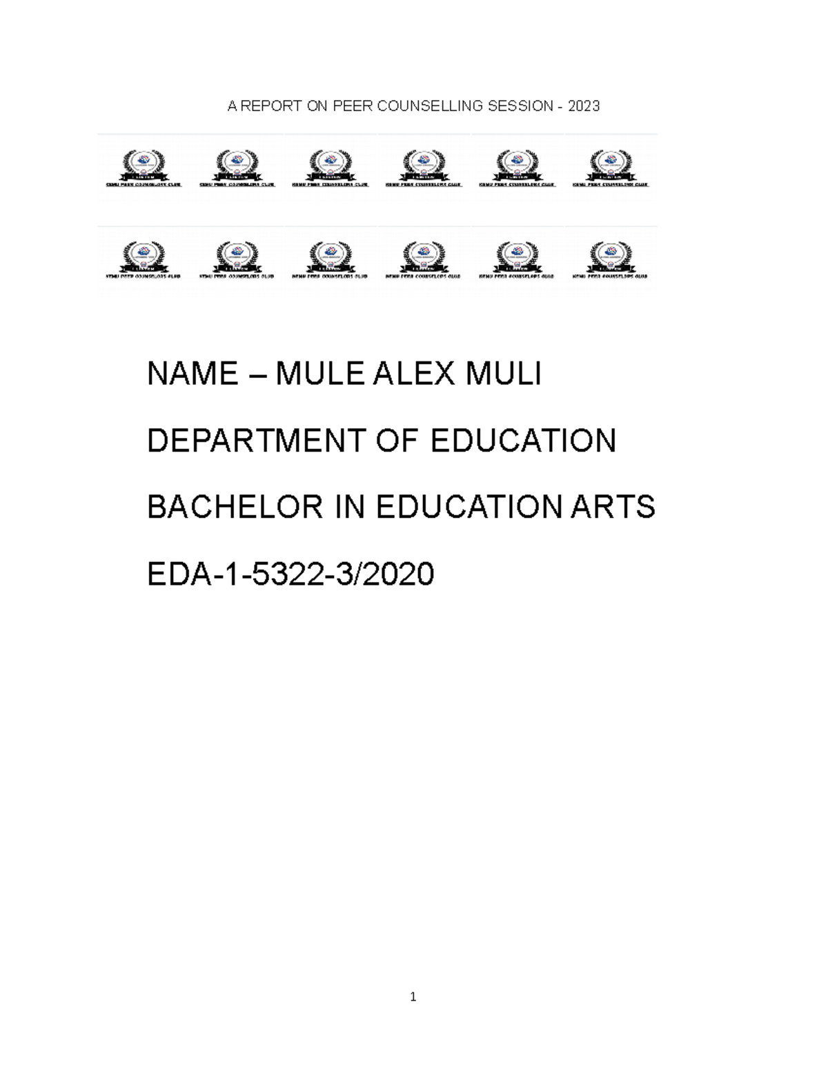 Alex Report last - written upon graduation as a requirement - A REPORT ...