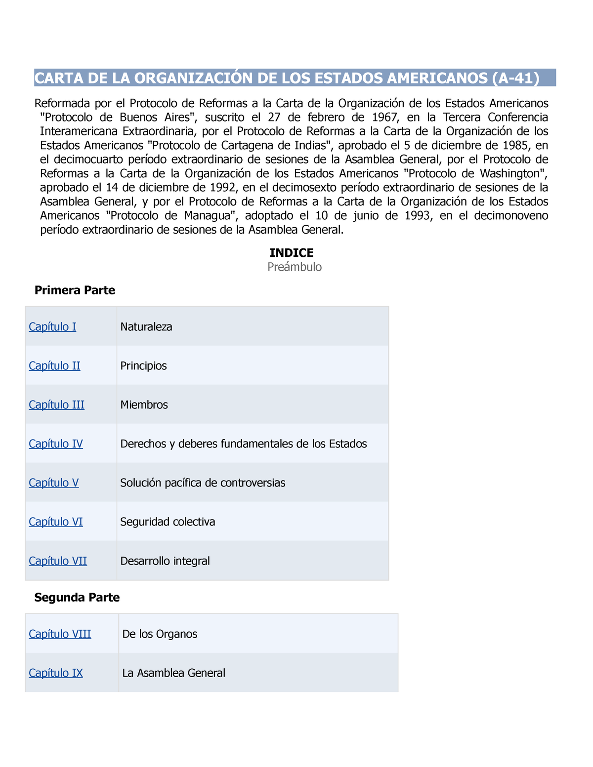 1 Carta De La Organización De Los Estados Americanos Carta De La OrganizaciÓn De Los Estados 7038