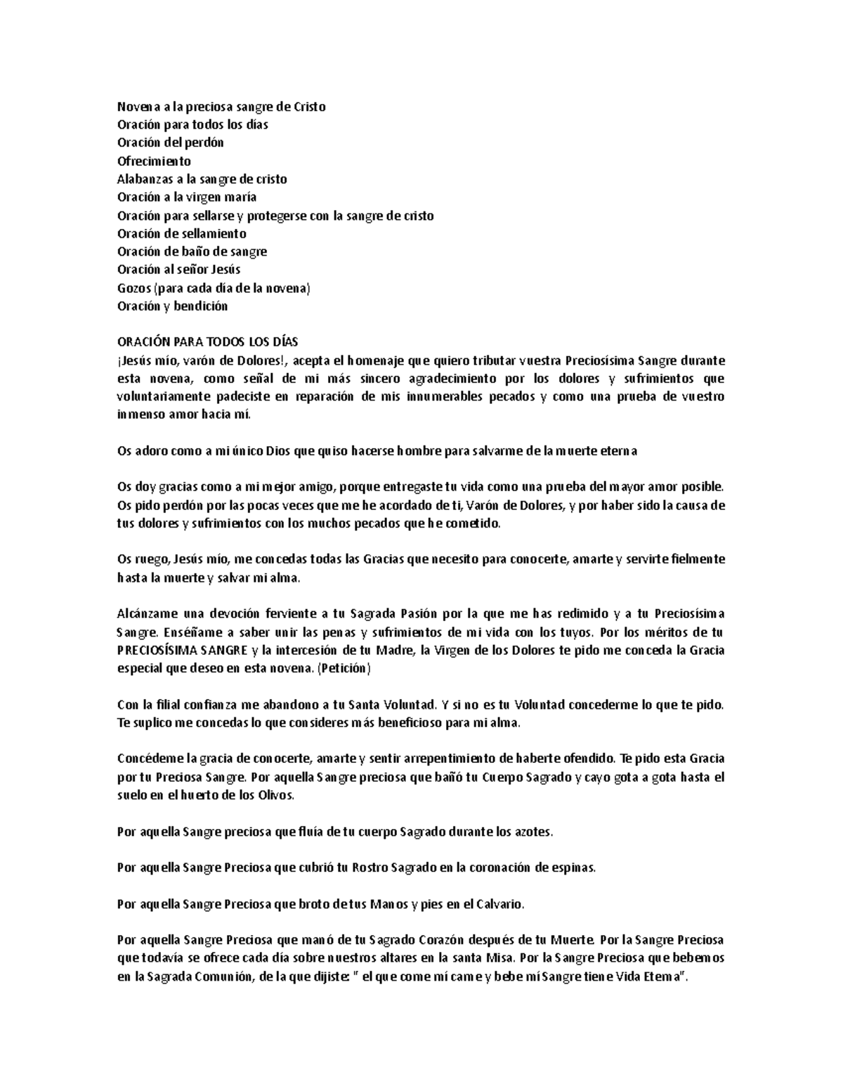 Novena a la preciosa sangre de Cristo - Novena a la preciosa sangre de ...