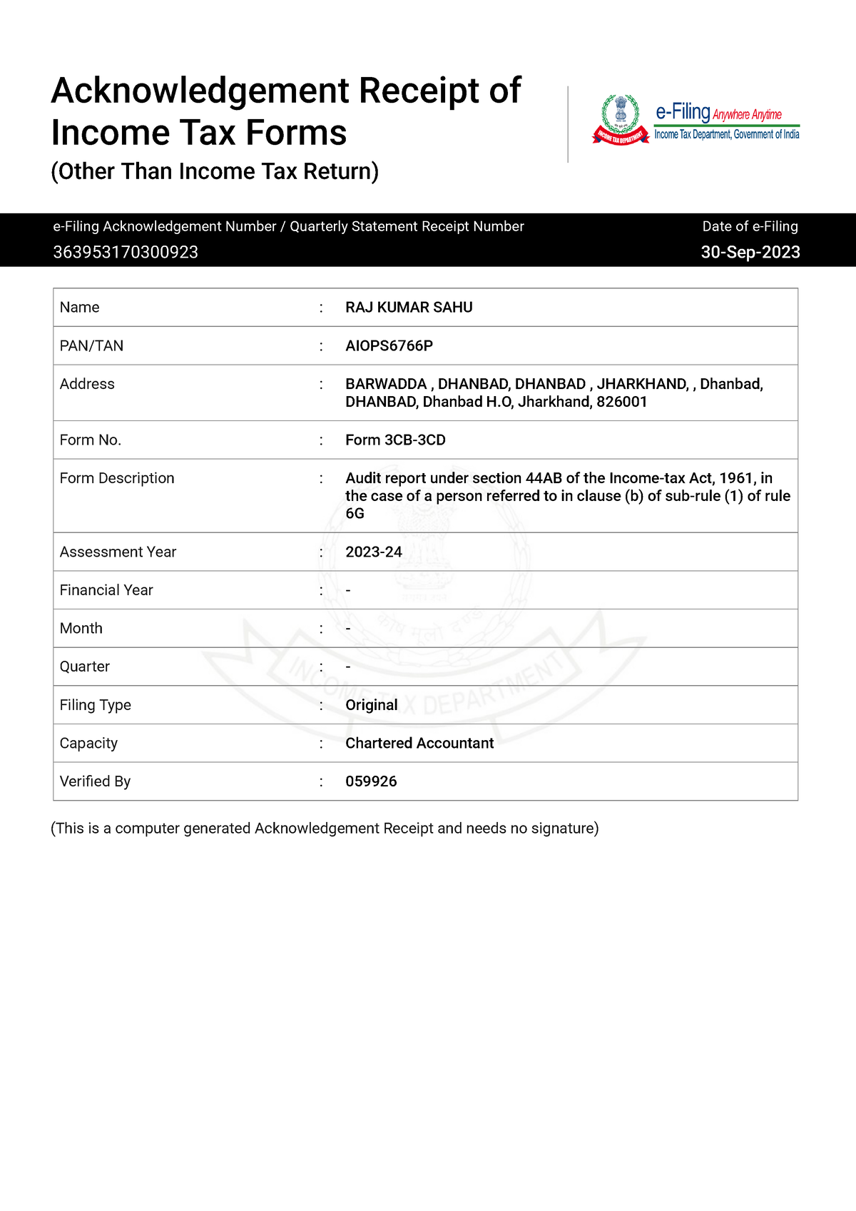 Form 3CB-3CD ARN - its project based on college - Acknowledgement ...