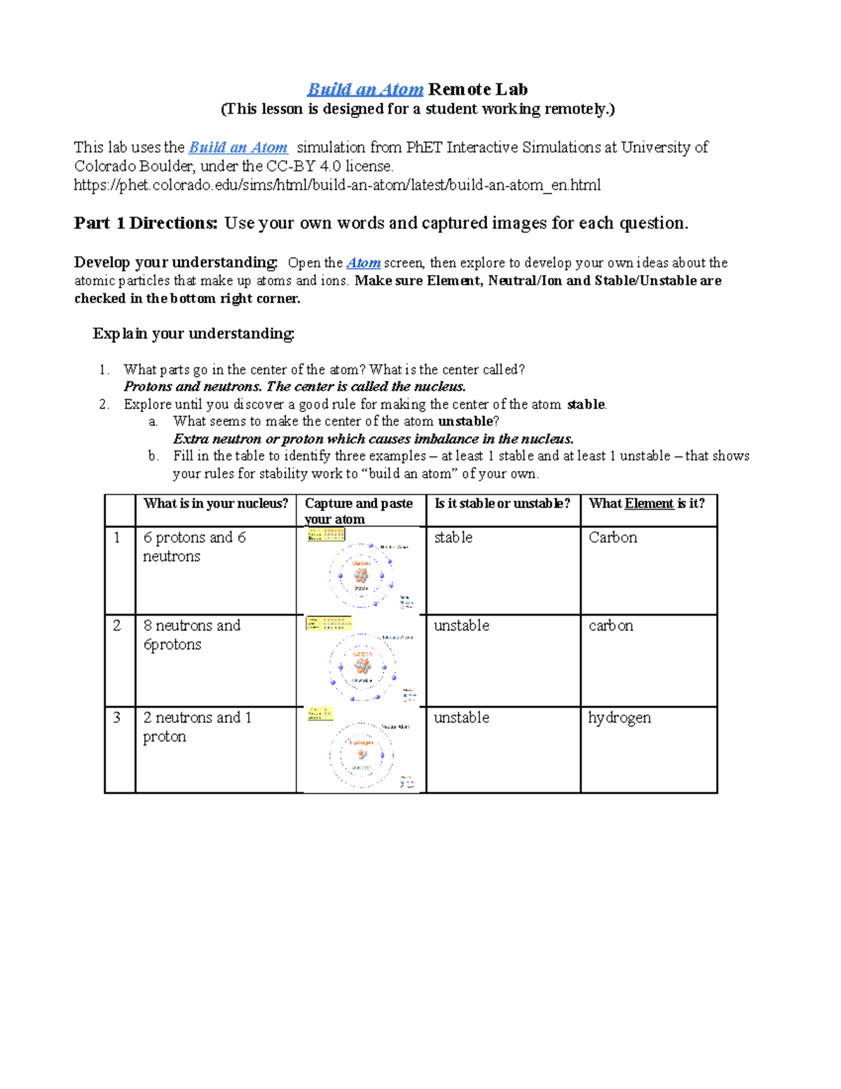 4 build an atom lab lab work build an atom remote lab this lesson