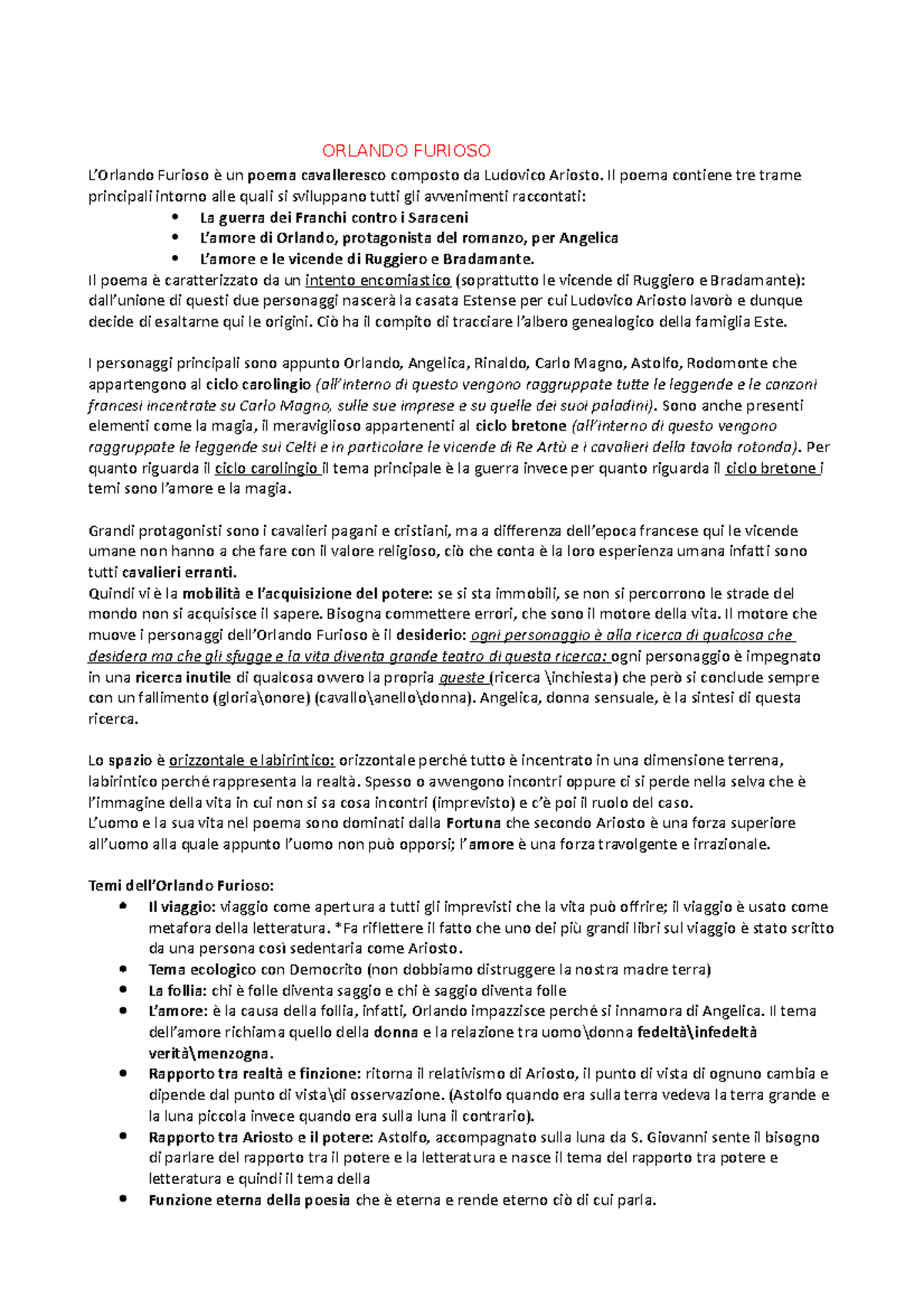 Orlando furioso - ORLANDO FURIOSO L’Orlando Furioso è un poema ...