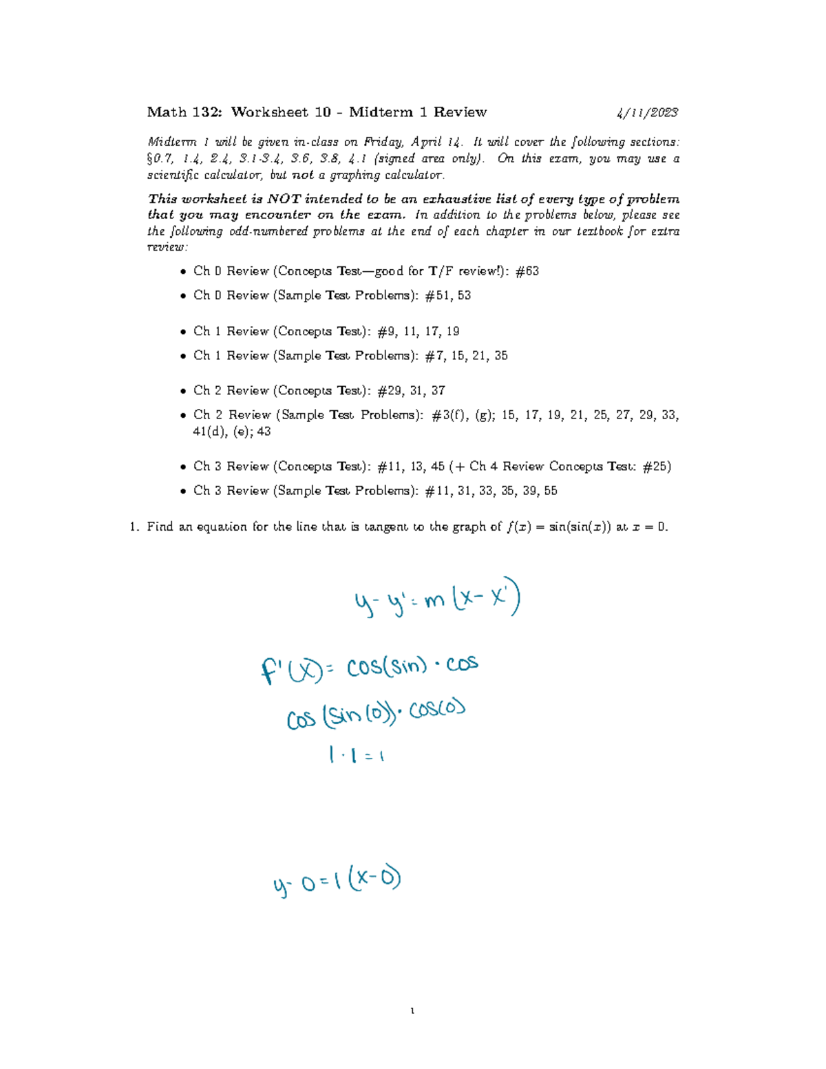 132mt1review-s23 - ……. - Math 132: Worksheet 10 - Midterm 1 Review 4/11 ...