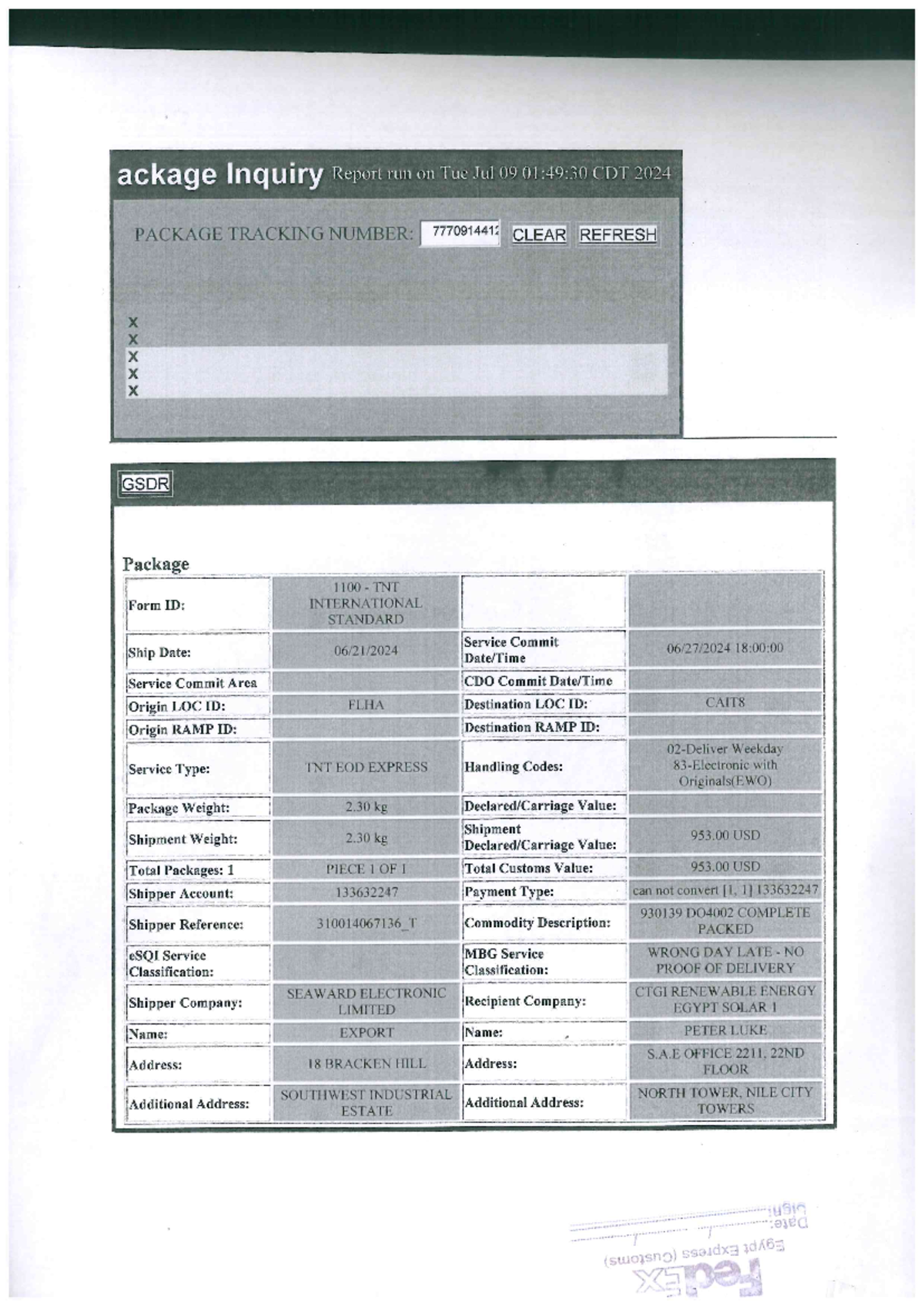 Doc03861620240709142157 - ackage Inquiry Report run on Tue Jul 09 01:49 ...