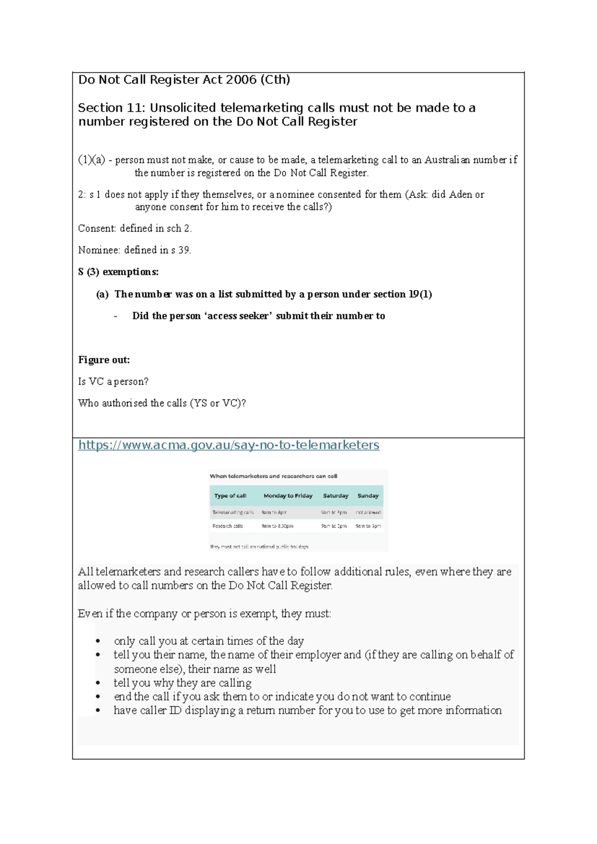 research-log-2-do-not-call-register-act-2006-cth-section-11