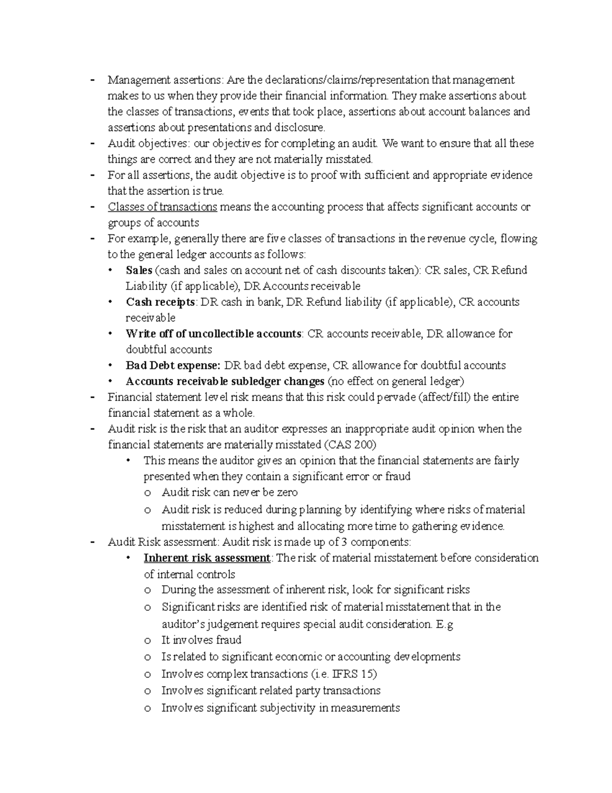 Auditing-Chapter 4 - Lecture Note - Management Assertions: Are The ...