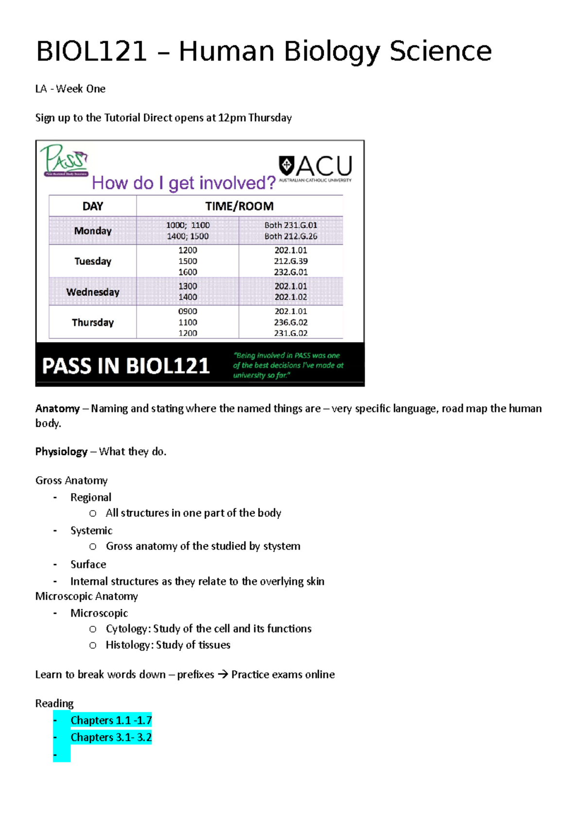 BIOL121 – Human Biology Science - BIOL121 – Human Biology Science LA ...